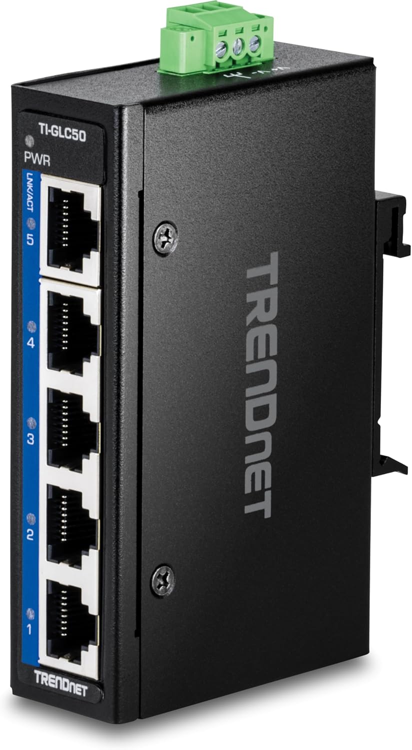 Trendnet Mini Switch Industriale 5 Porte Gigabit DIN-Rail - immagine 1