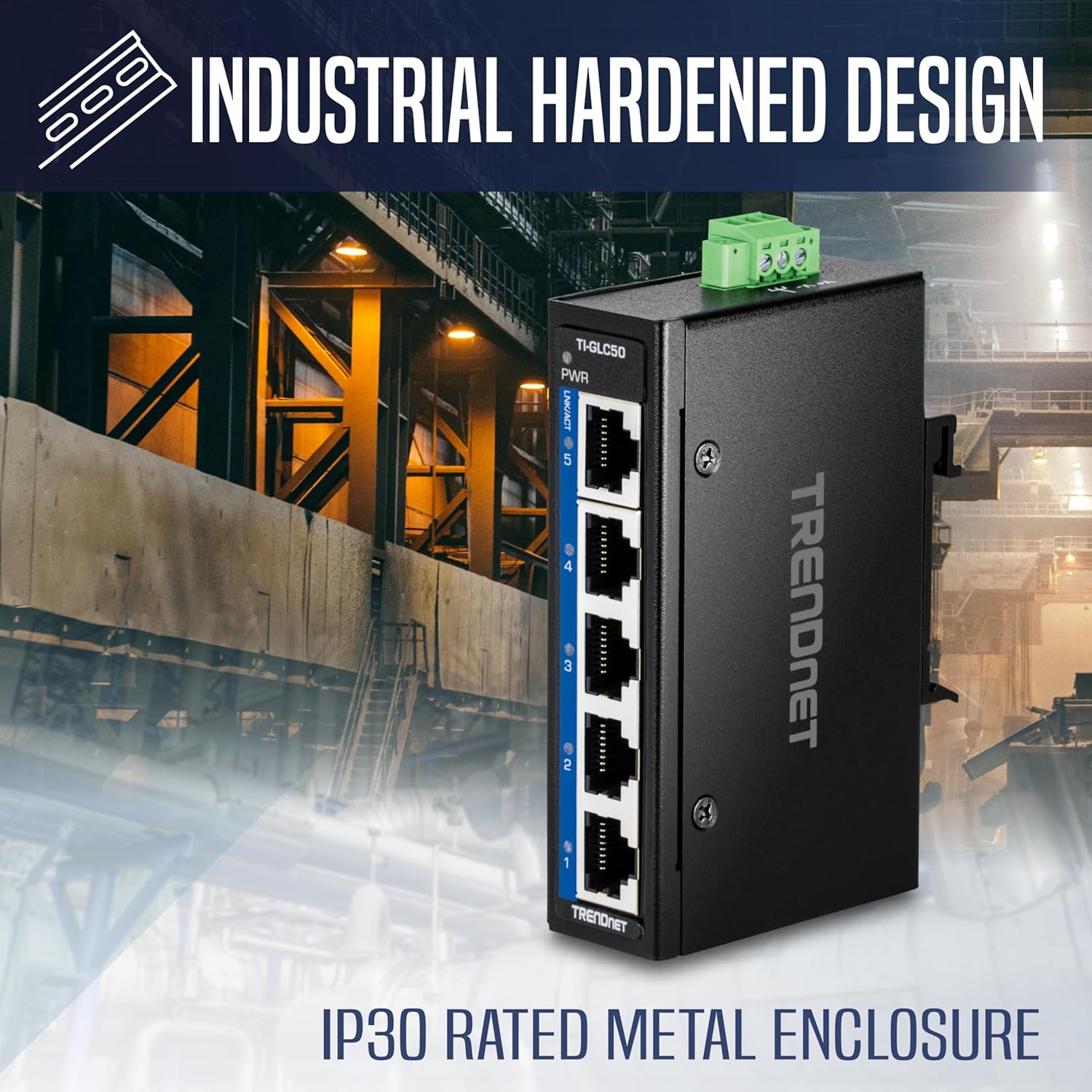 Trendnet Mini Switch Industriale 5 Porte Gigabit DIN-Rail - immagine 4