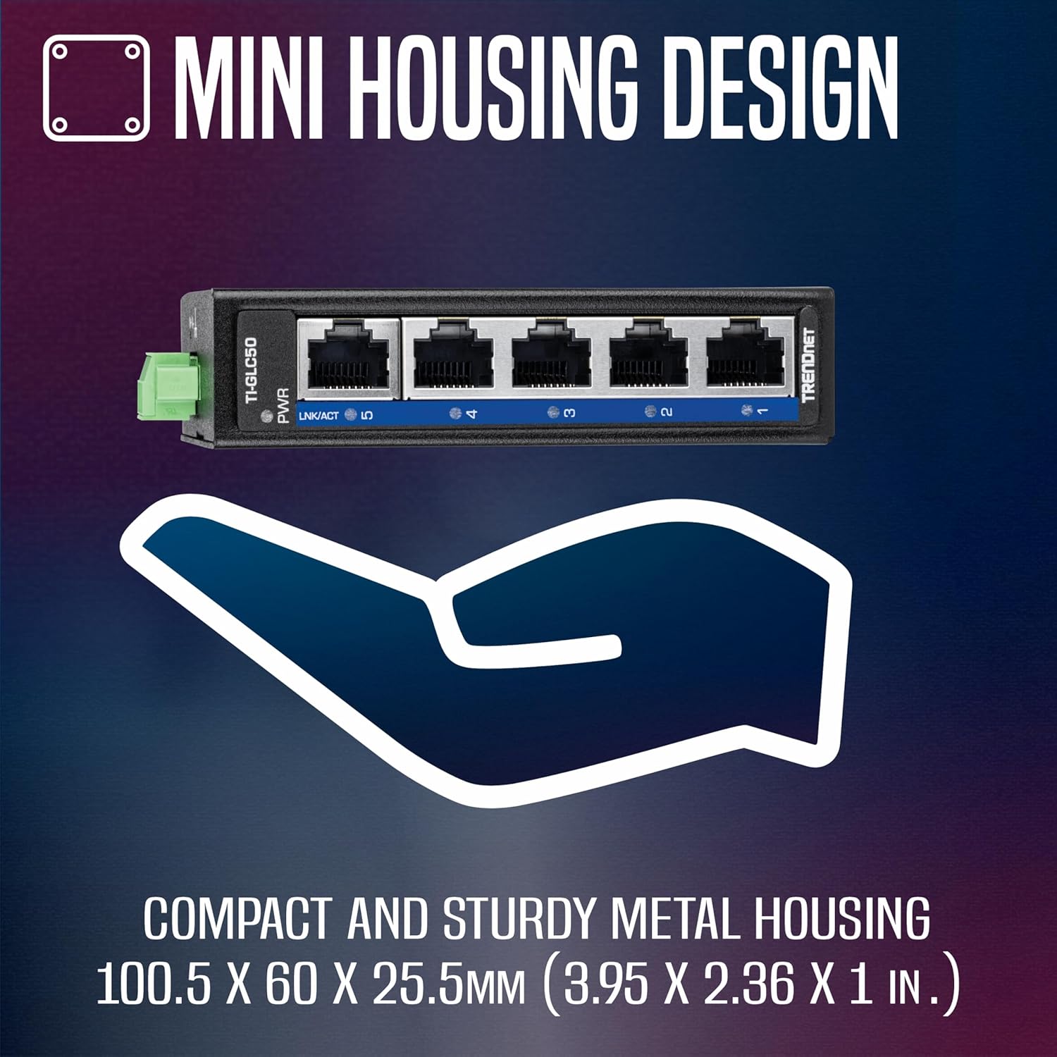 Trendnet Mini Switch Industriale 5 Porte Gigabit DIN-Rail - immagine 5