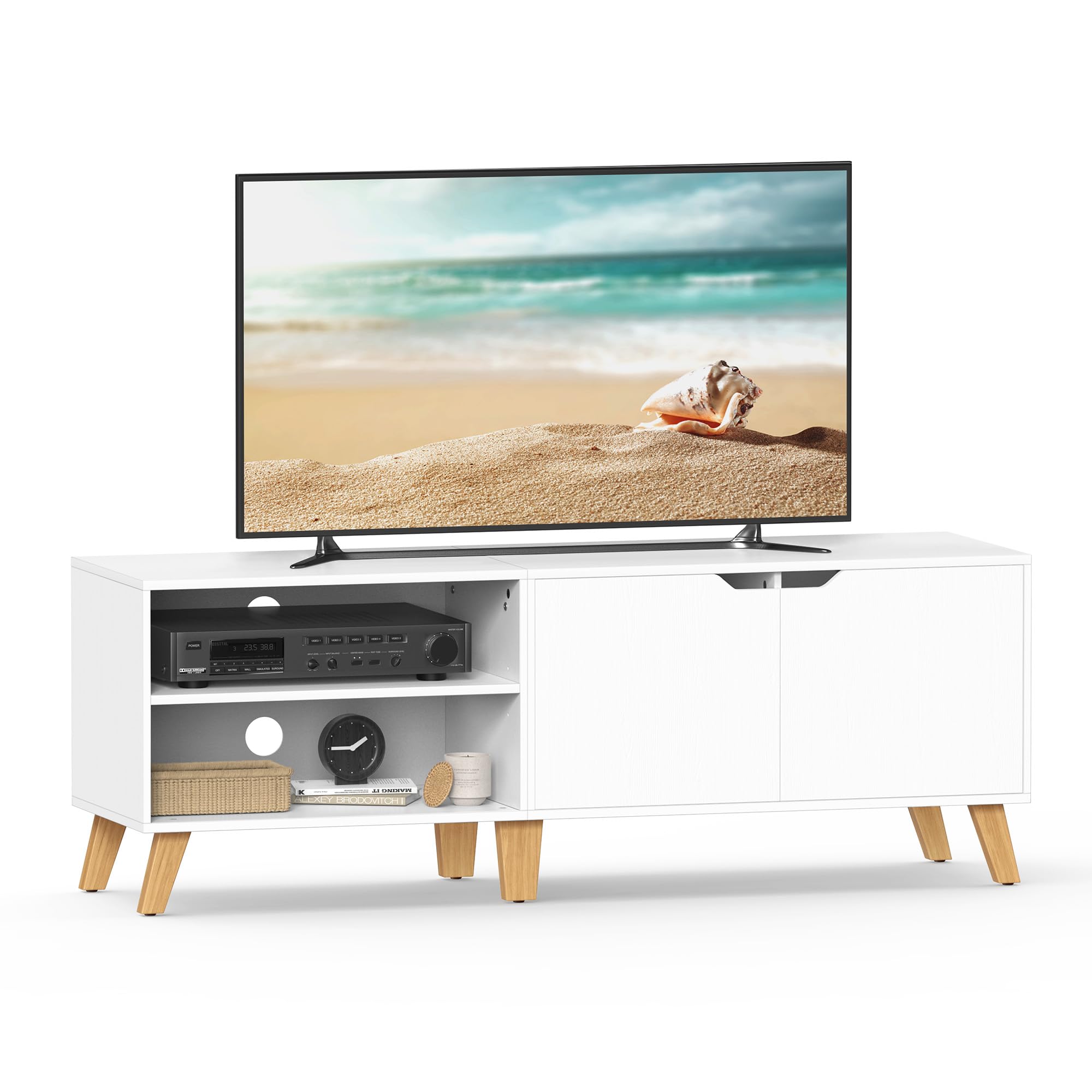 Vasagle Mobile TV 140cm con 2 Ante, Bianco