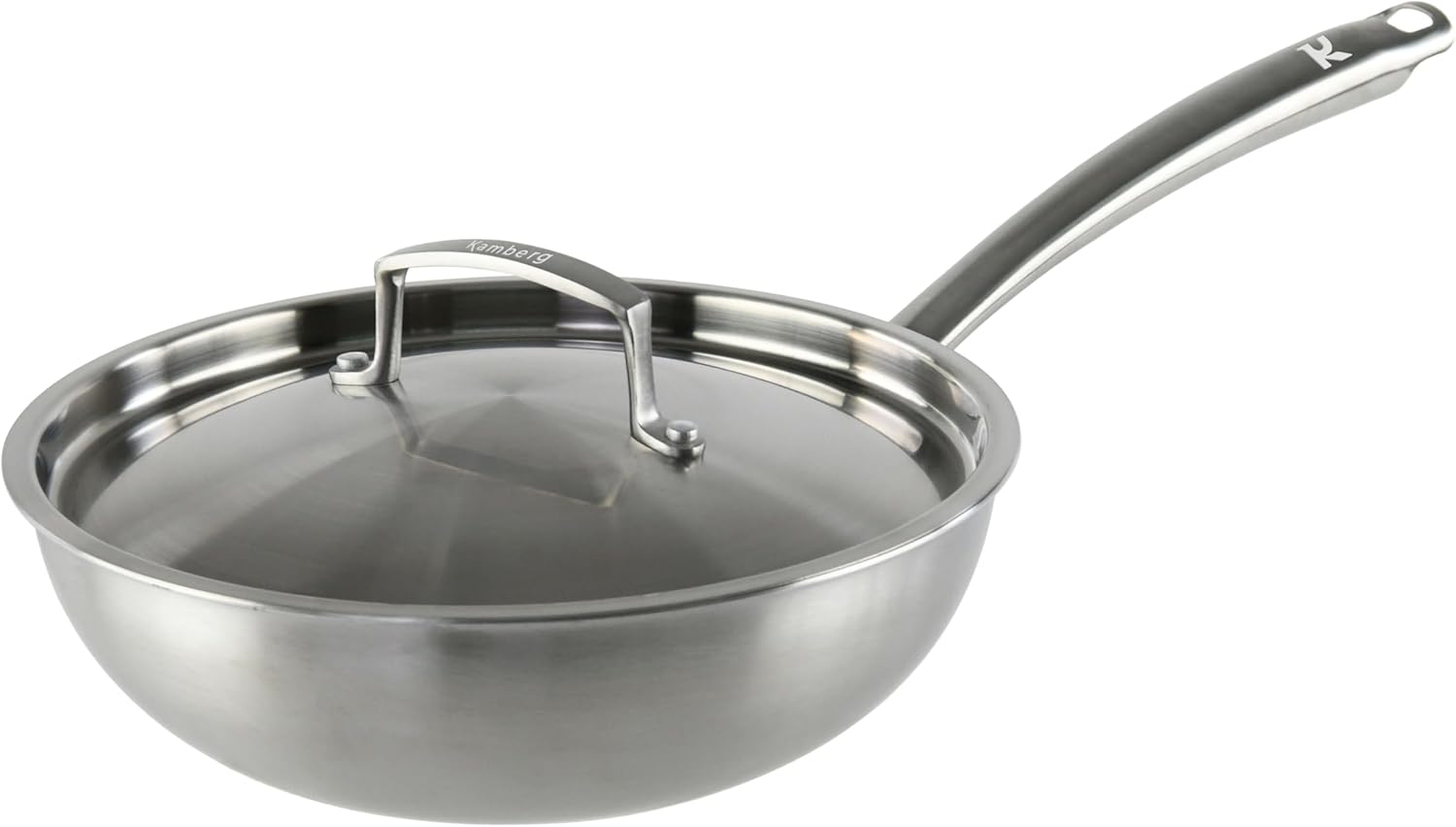 Kamberg Wok Ø24 cm Acciaio Inox 18/10 Triply, Grigio - immagine 1