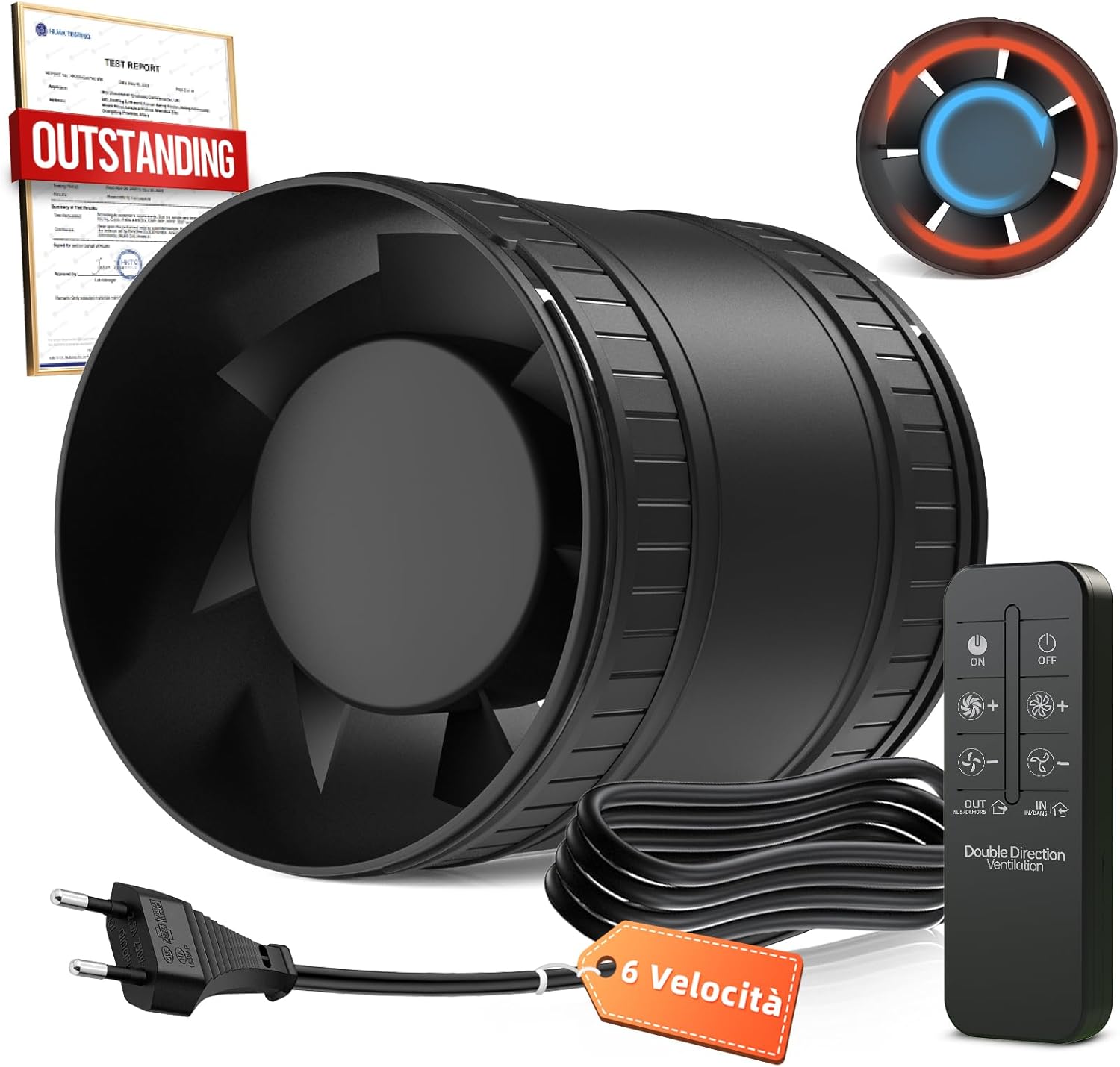 Bumsou Estrattore Aria 100mm Bidirezionale 6 Velocità