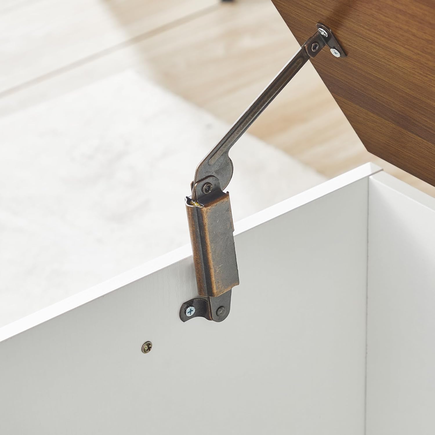 Hoobro Cassapanca Portaoggetti 100cm, Bianco e Noce - immagine 7