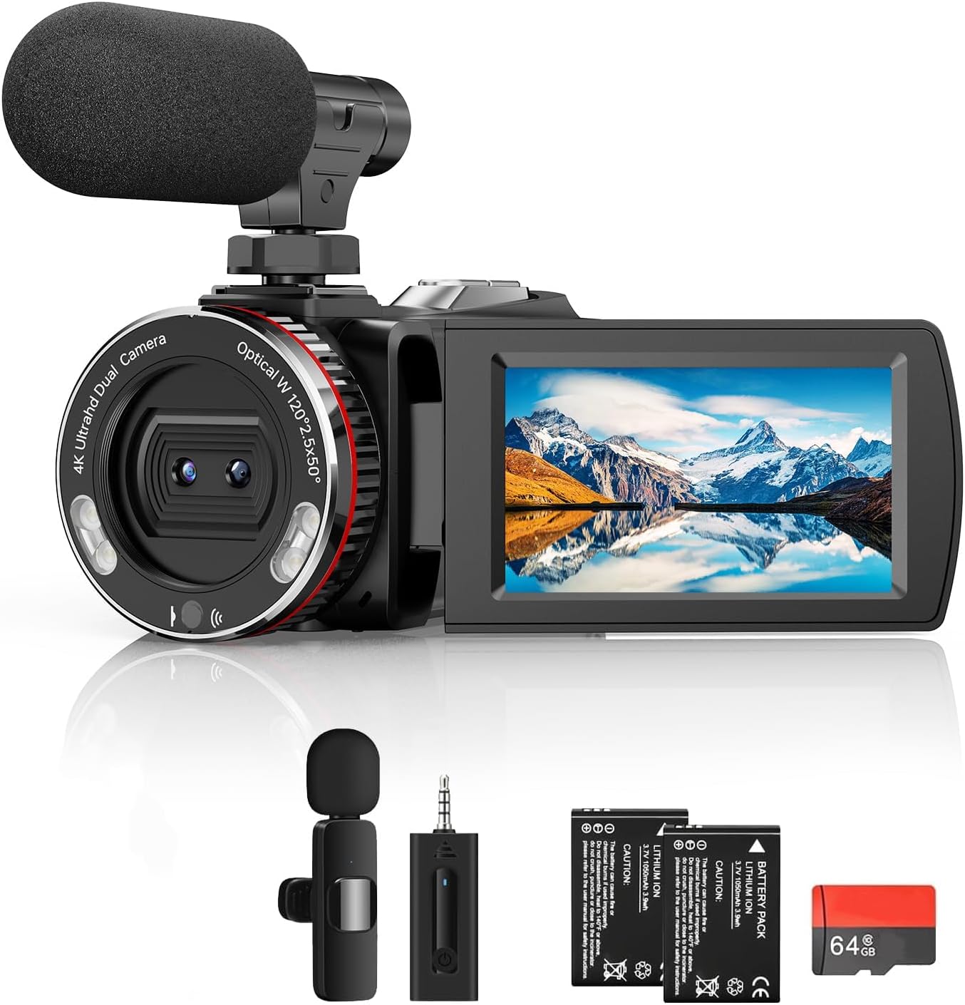 Videocamera 4K 64MP 30FPS con Microfono Wireless - immagine 1