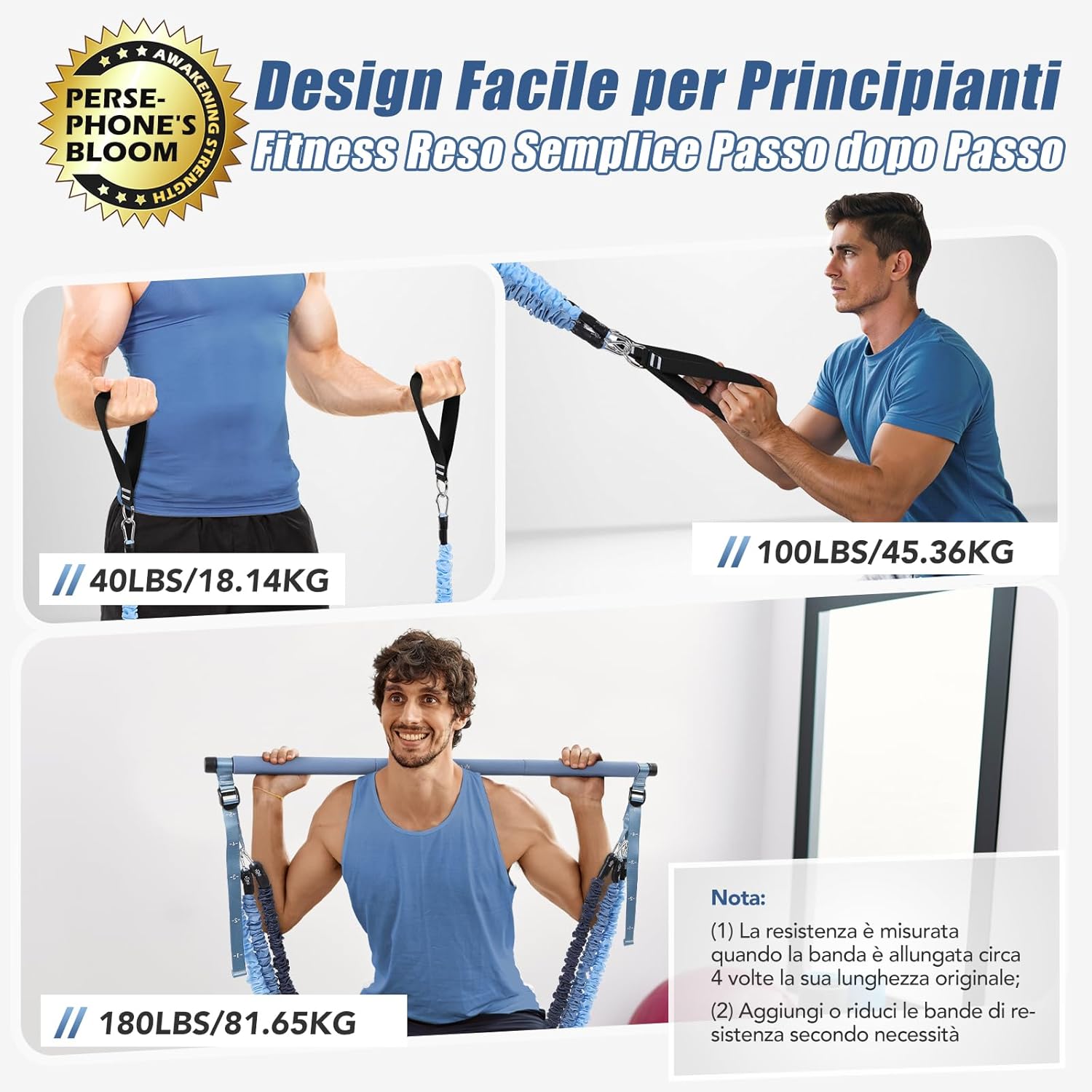 Alongsong Kit Pilates con 6 Elastici e Accessori - immagine 2