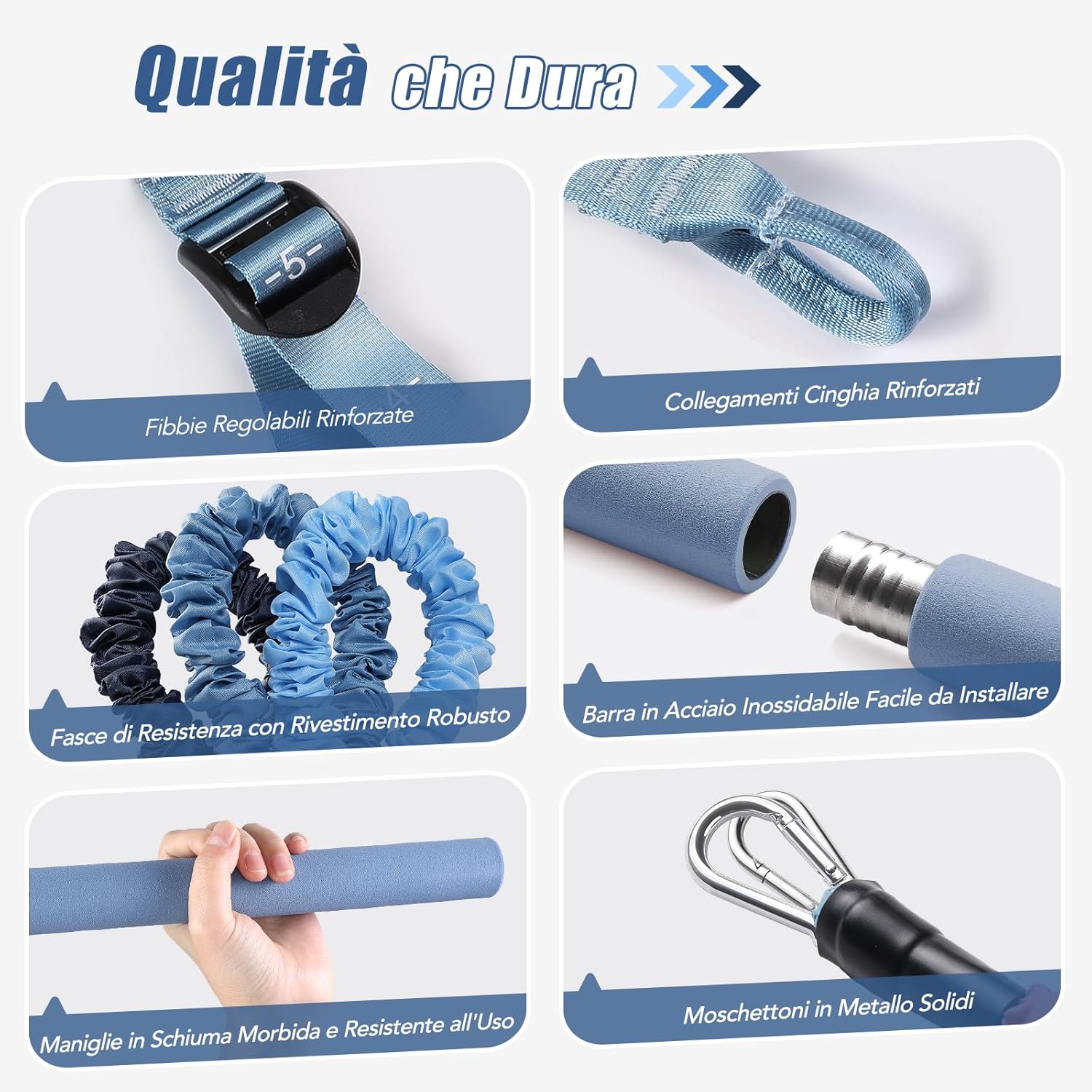 Alongsong Kit Pilates con 6 Elastici e Accessori - immagine 6