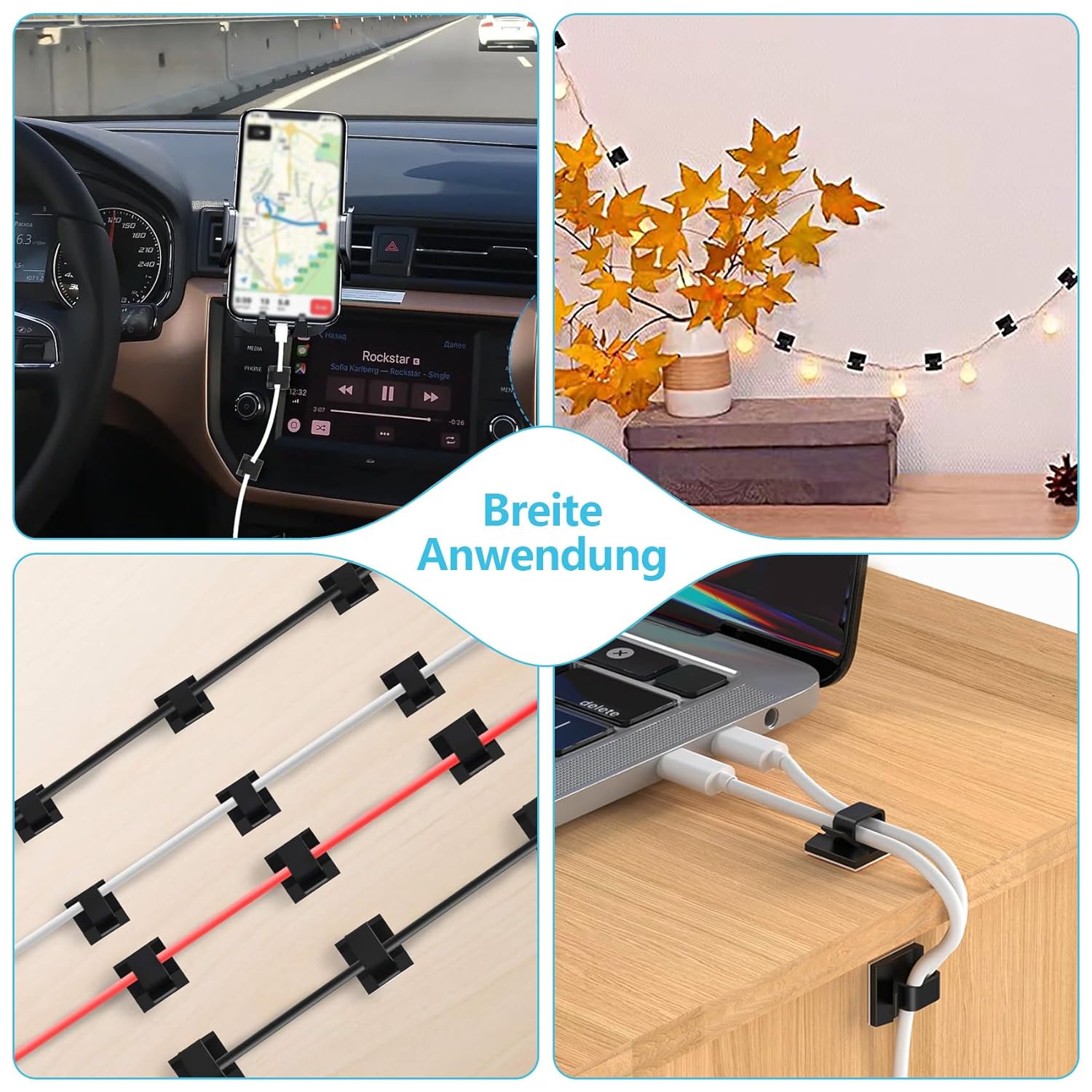 Abnii 100 Supporti per Cavi Autoadesivi 3M, Nero - immagine 5