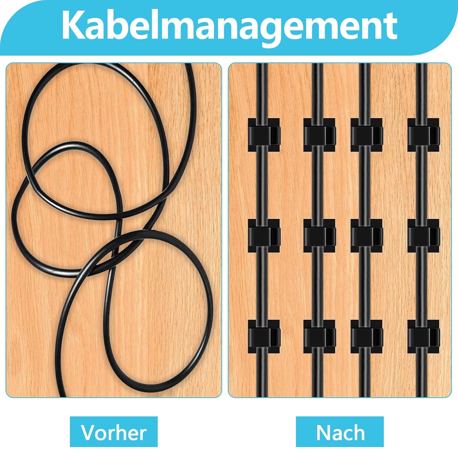 Abnii 100 Supporti per Cavi Autoadesivi 3M, Nero - immagine 6