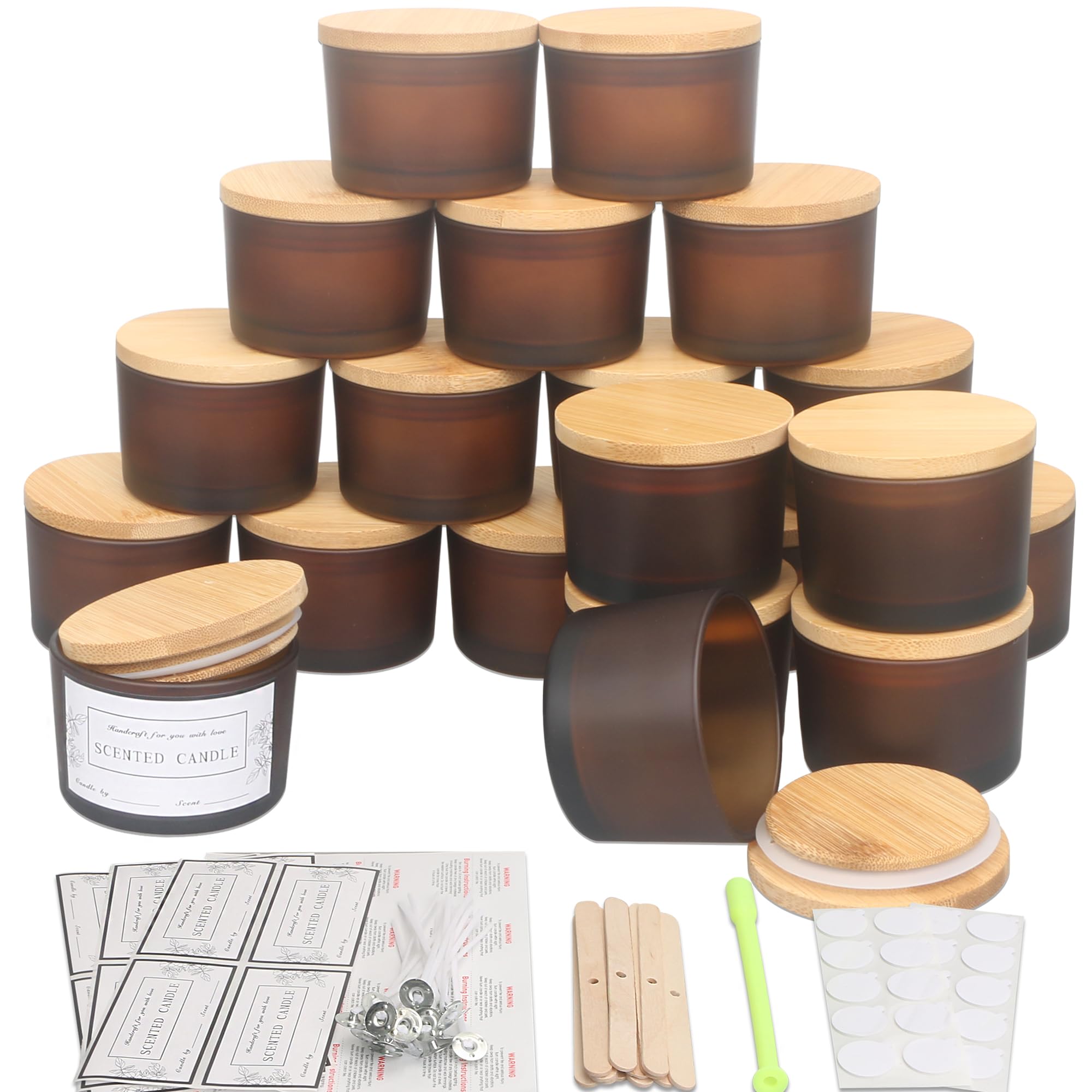 Milivixay 20 Barattoli Candele Vetro Ambrato 113.4g