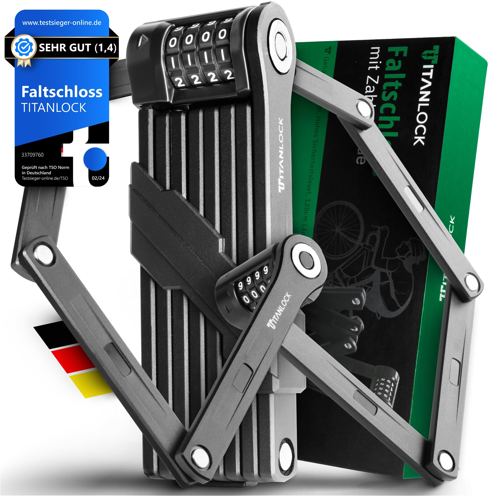 Titanlock Lucchetto Pieghevole Bici Antifurto 120 cm