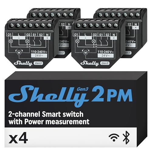 Shelly 2PM Gen3 - Interruttore Intelligente Wi-Fi 2 Canali (4pz)