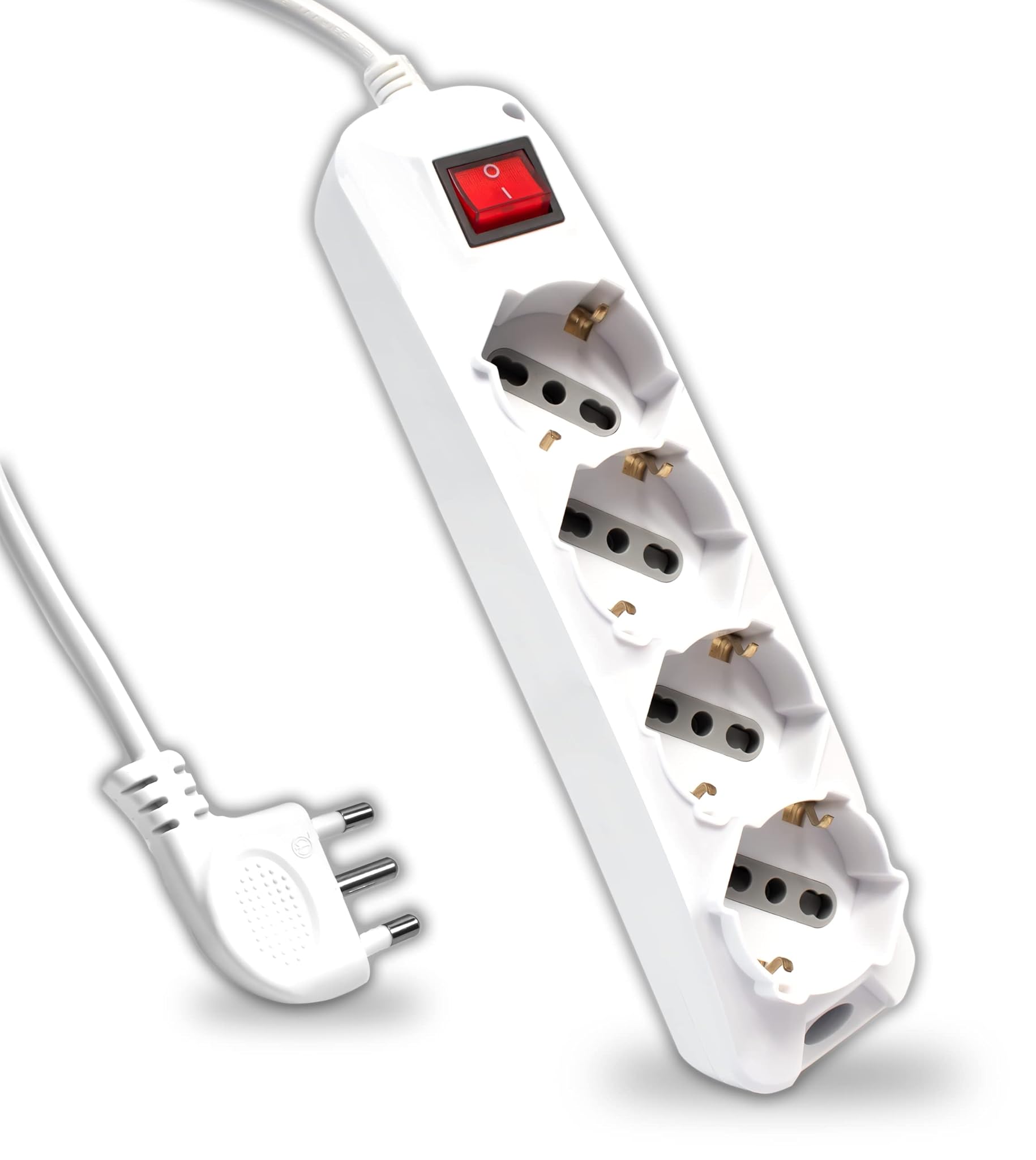 V-tac Multipresa Elettrica 4 Prese Bipasso+Schuko, Bianca