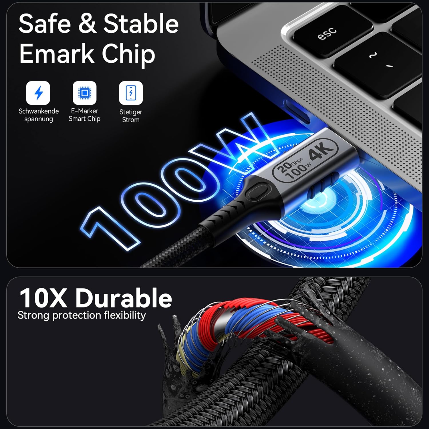 Cavo USB Type-C 6 Metri 100W PD 5A Ricarica Rapida - immagine 3