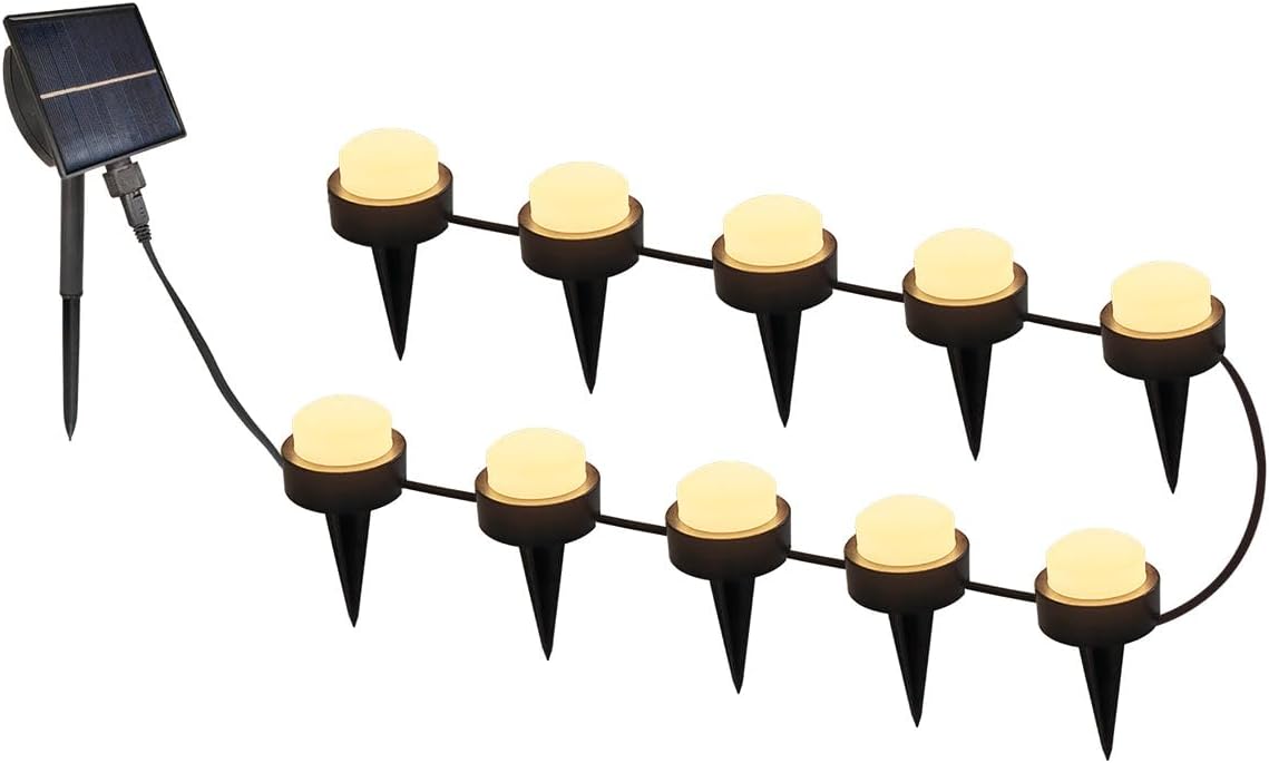 SOLIRAY 10 Mini Faretti Solari a Puntura LED Bianco Caldo 12m