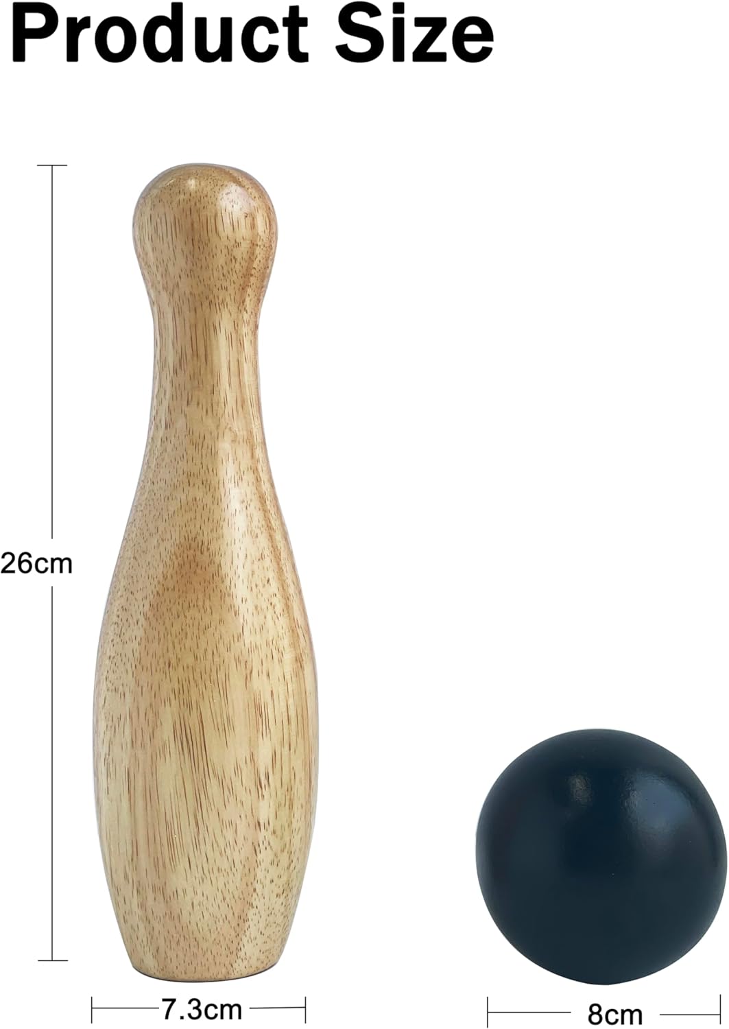 Jac & Mok Bowling Set in legno, giochi di cono, lancio gioco all'aperto - immagine 2