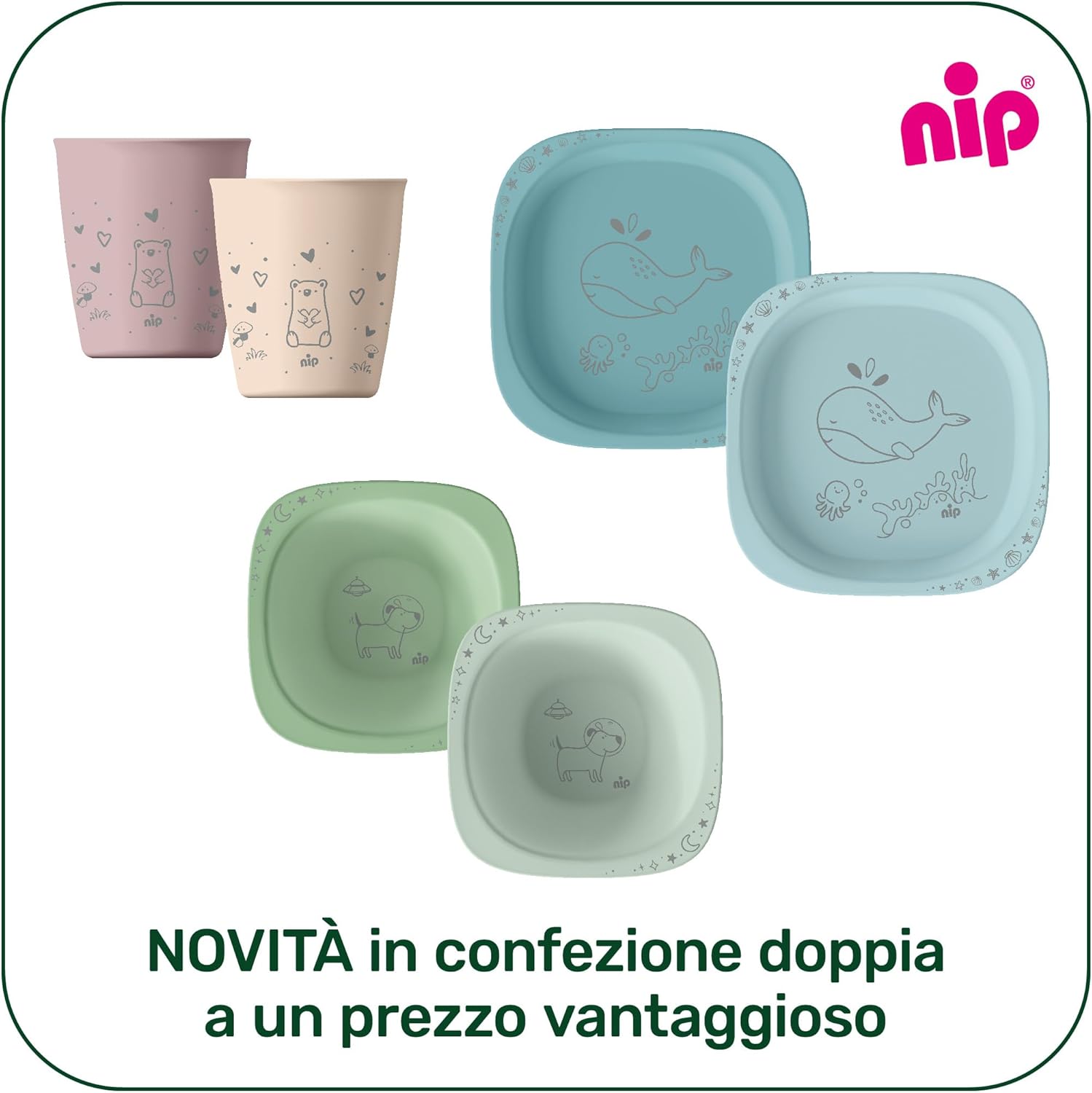 Nip Bicchiere Sostenibile per Bambini (2 pezzi), Verde - immagine 3