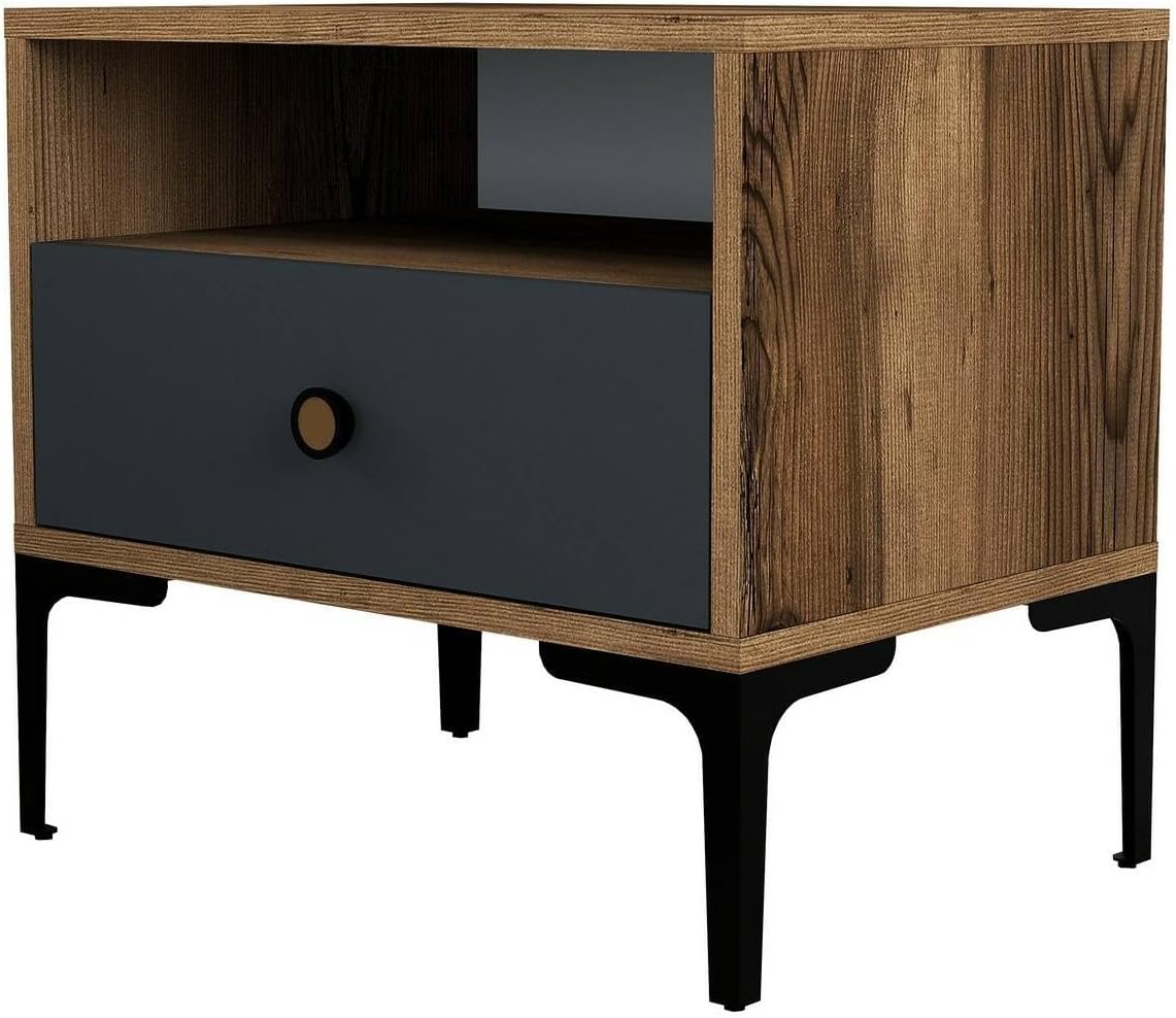 Dmora Comodino Seraph - Tavolino da notte Noce e Antracite - immagine 7