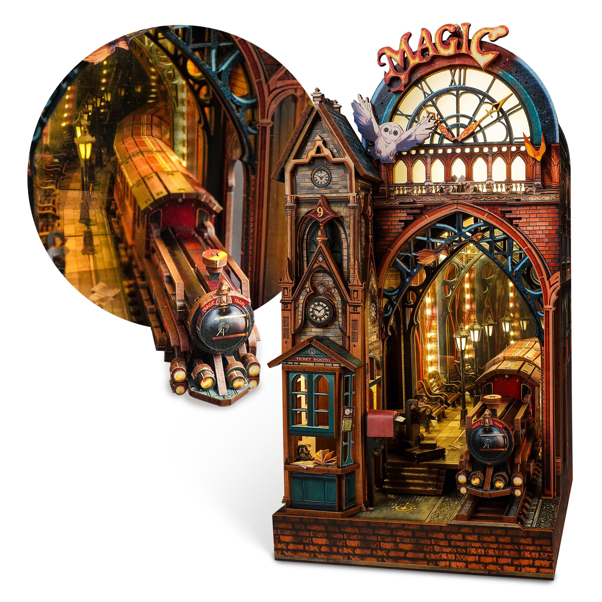 Funpola LED Puzzle 3D Stazione Magia Book Nook Kit