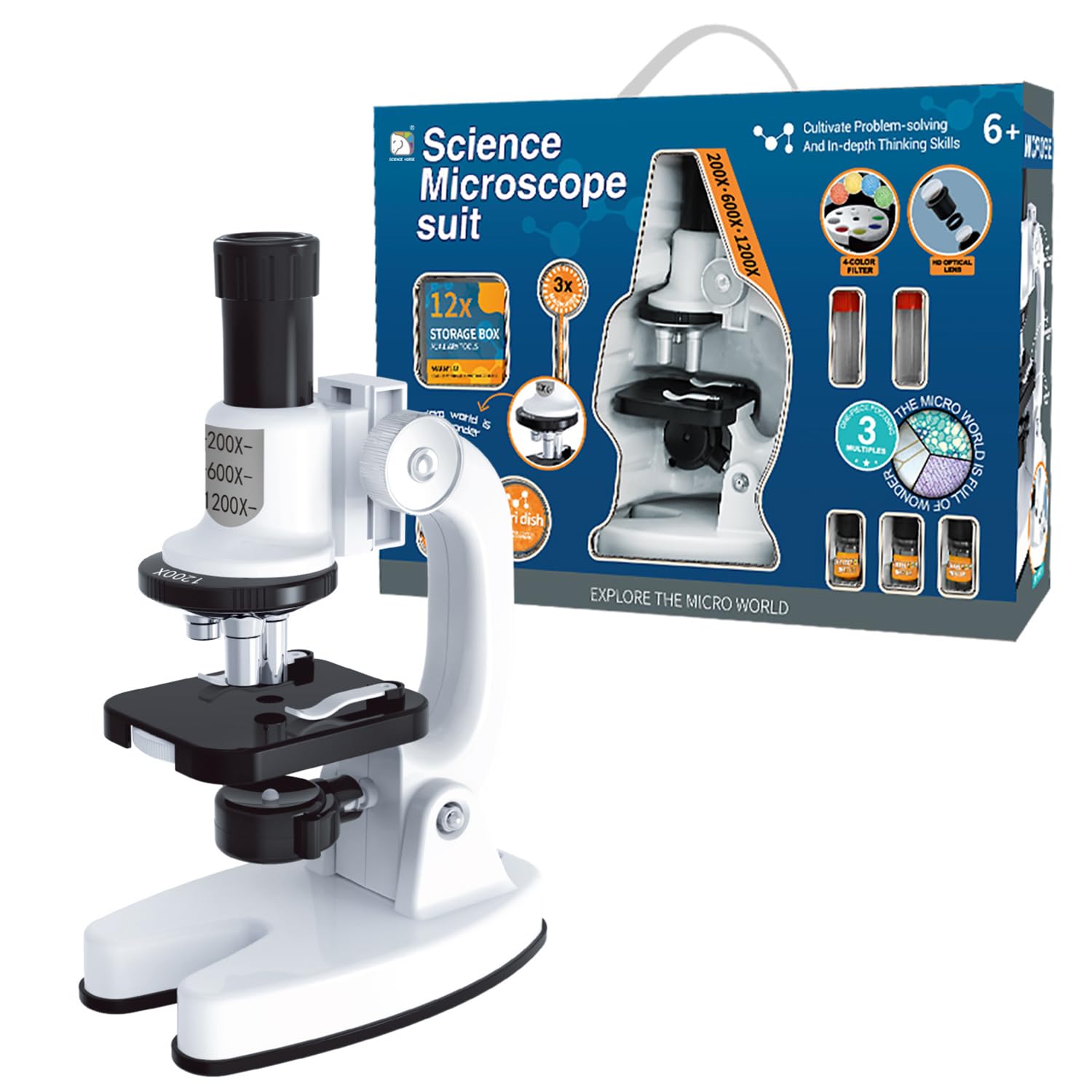 Microscopio Scientifico Bambini 1200x con Supporto Cellulare