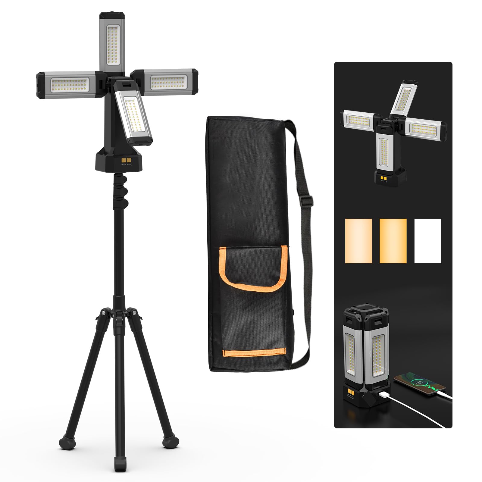 Aodoo Lampada da Lavoro Solare Ricaricabile 13200 mAh