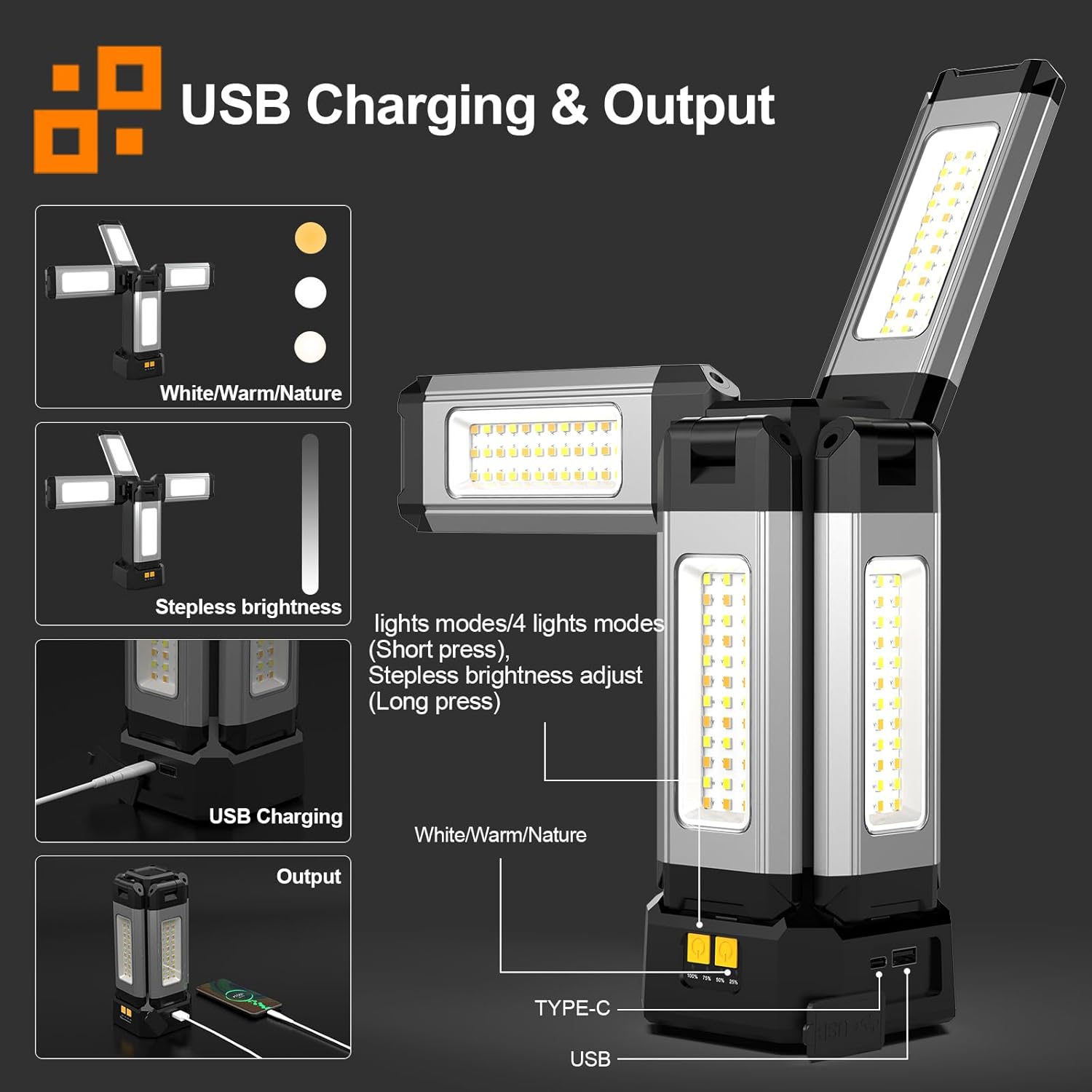 Aodoo Lampada da Lavoro Solare Ricaricabile 13200 mAh - immagine 3