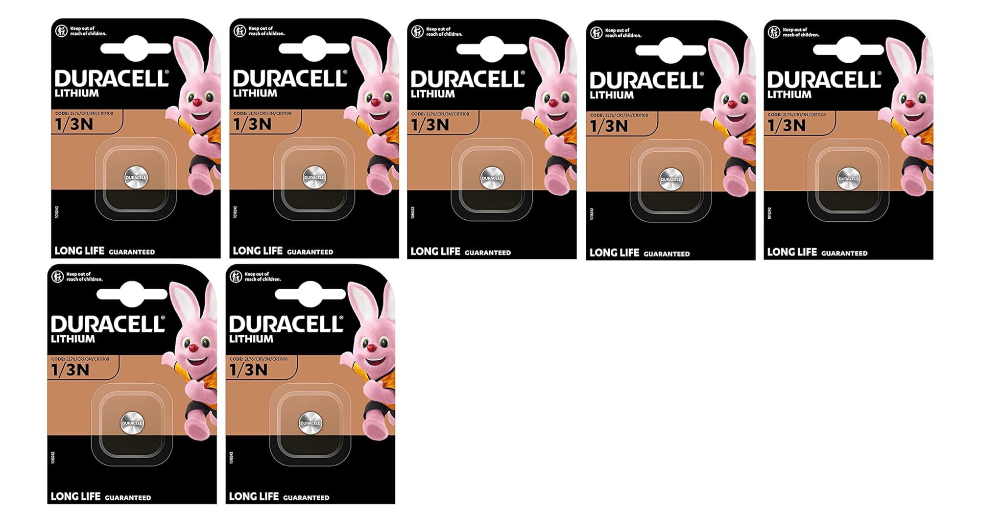 7X Duracell CR 1/3N 2L76 CR11108 Con Litio (7 Blister Da 1 Batteria) 7 Pile