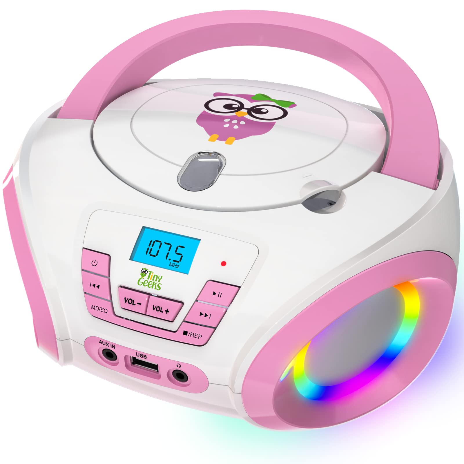 Tinygeeks Tunes CD PLAYER BAMBINI + Radio FM, Rosa