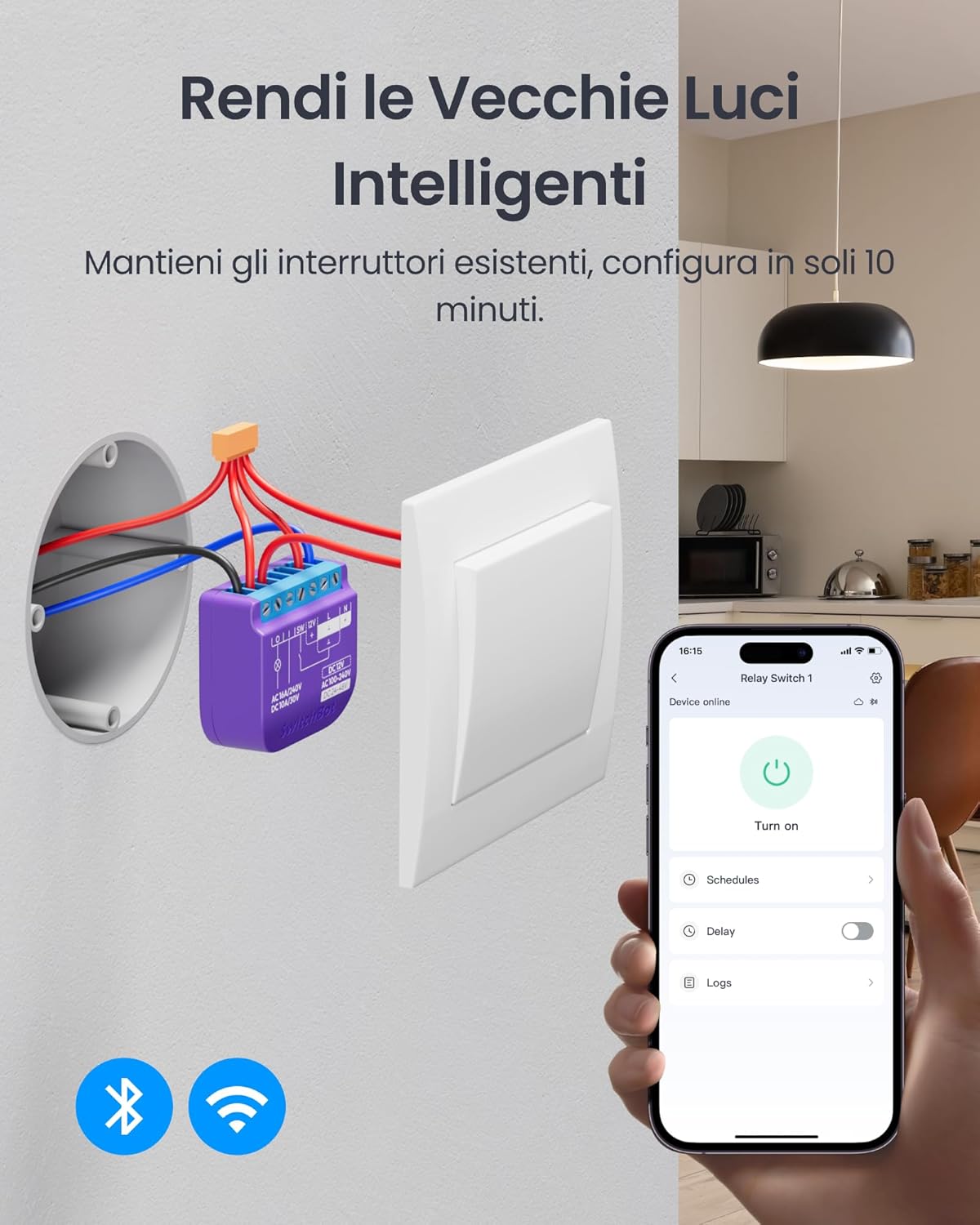 Switchbot Smart Interruttore Relè 1 con Ripetitore Bluetooth - immagine 5
