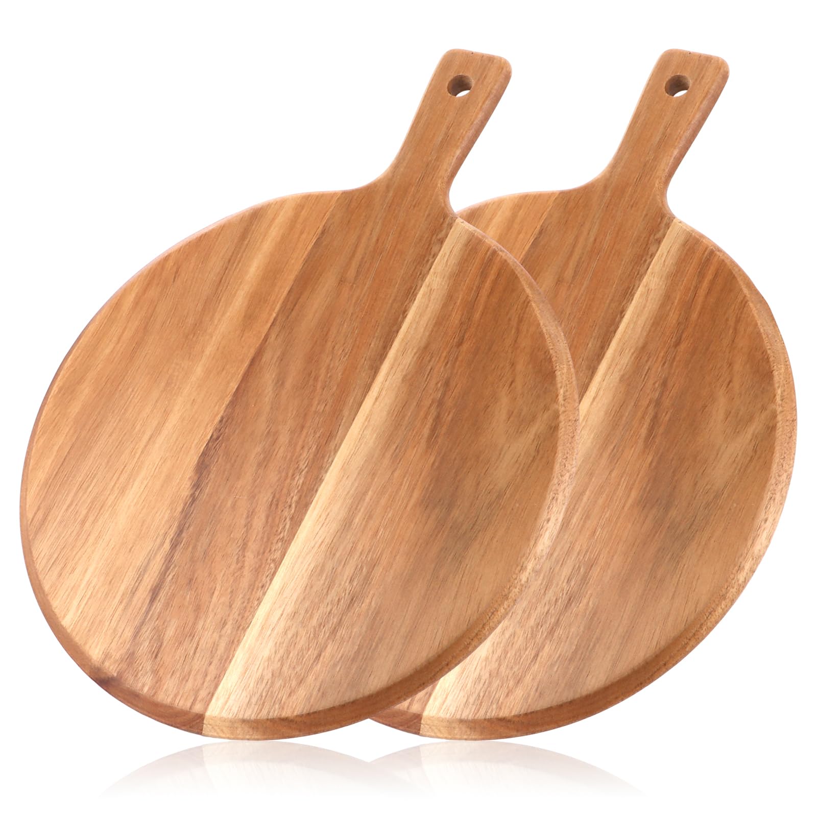 Set 2 Piatti Pizza Rotondi in Legno 30,5cm con Manico