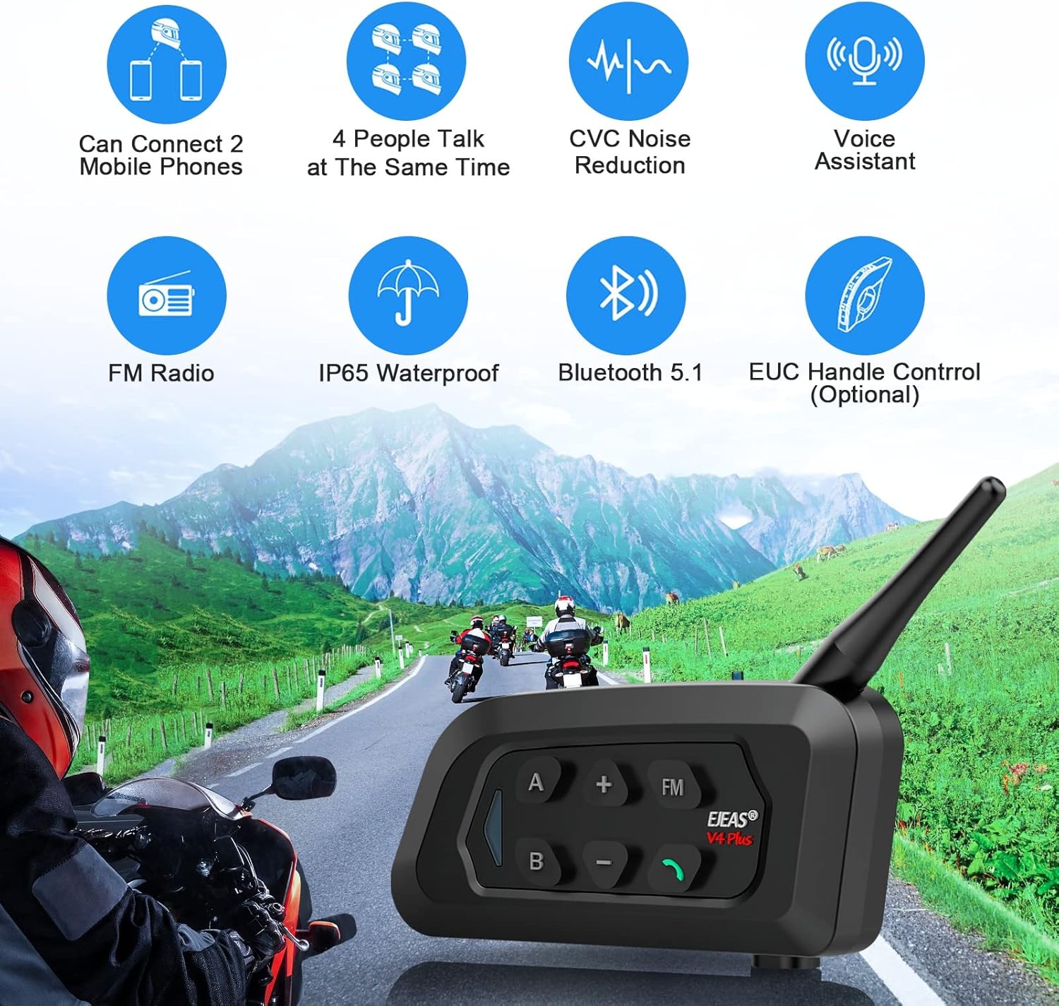 Ejeas V4C Plus - Interfono Bluetooth Arbitro 1500m (1 pz) - immagine 3