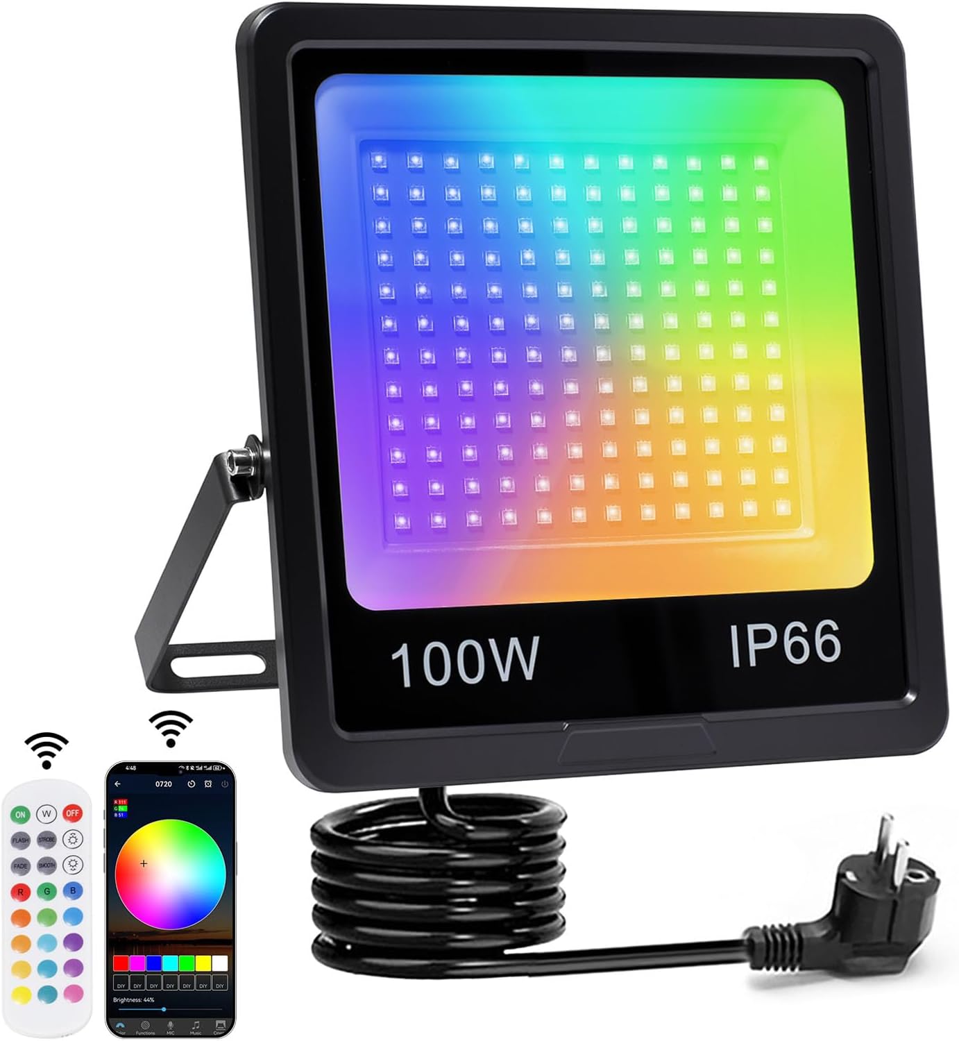 Outdoor RGB LED Spotlight 100W IP66 - immagine 1