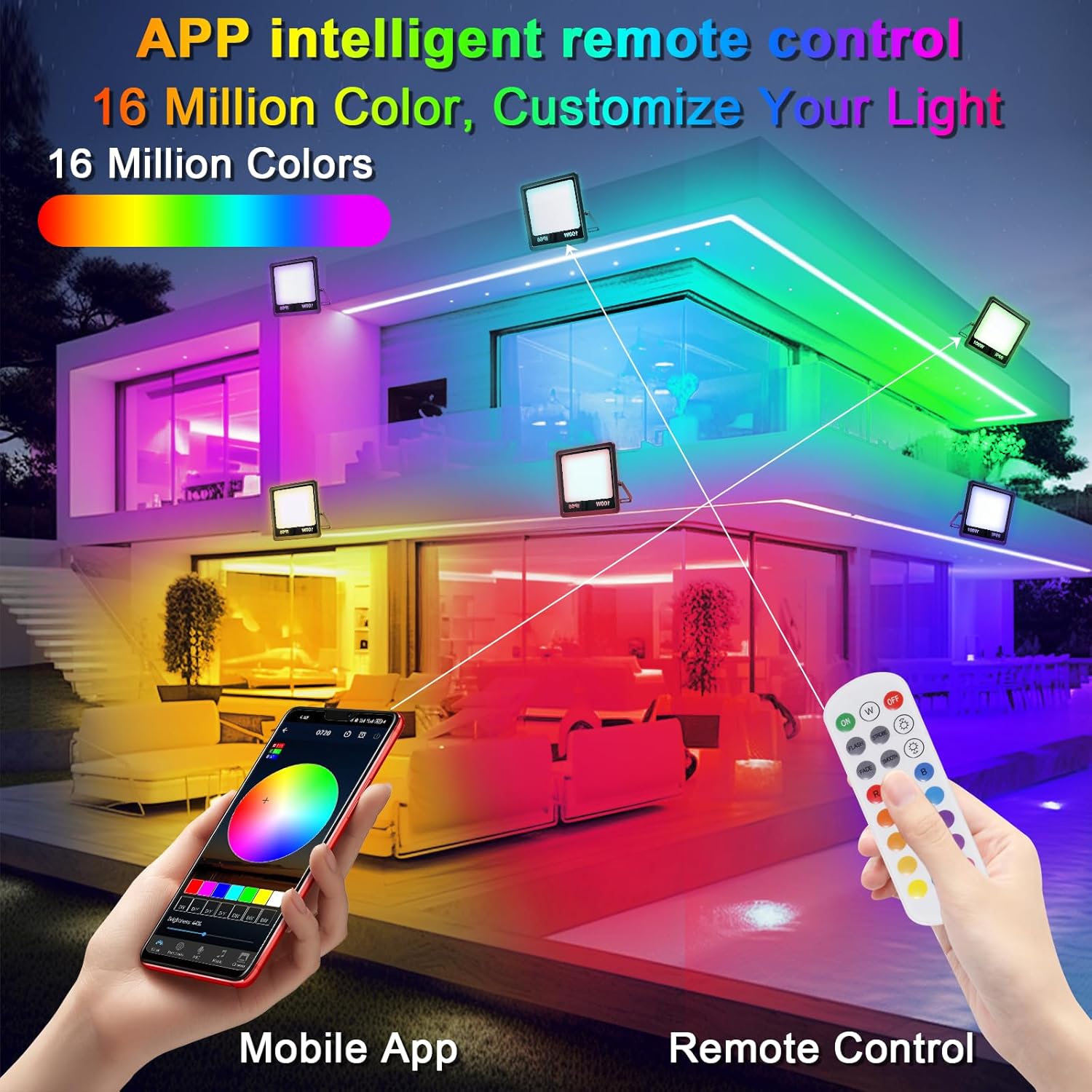 Outdoor RGB LED Spotlight 100W IP66 - immagine 2