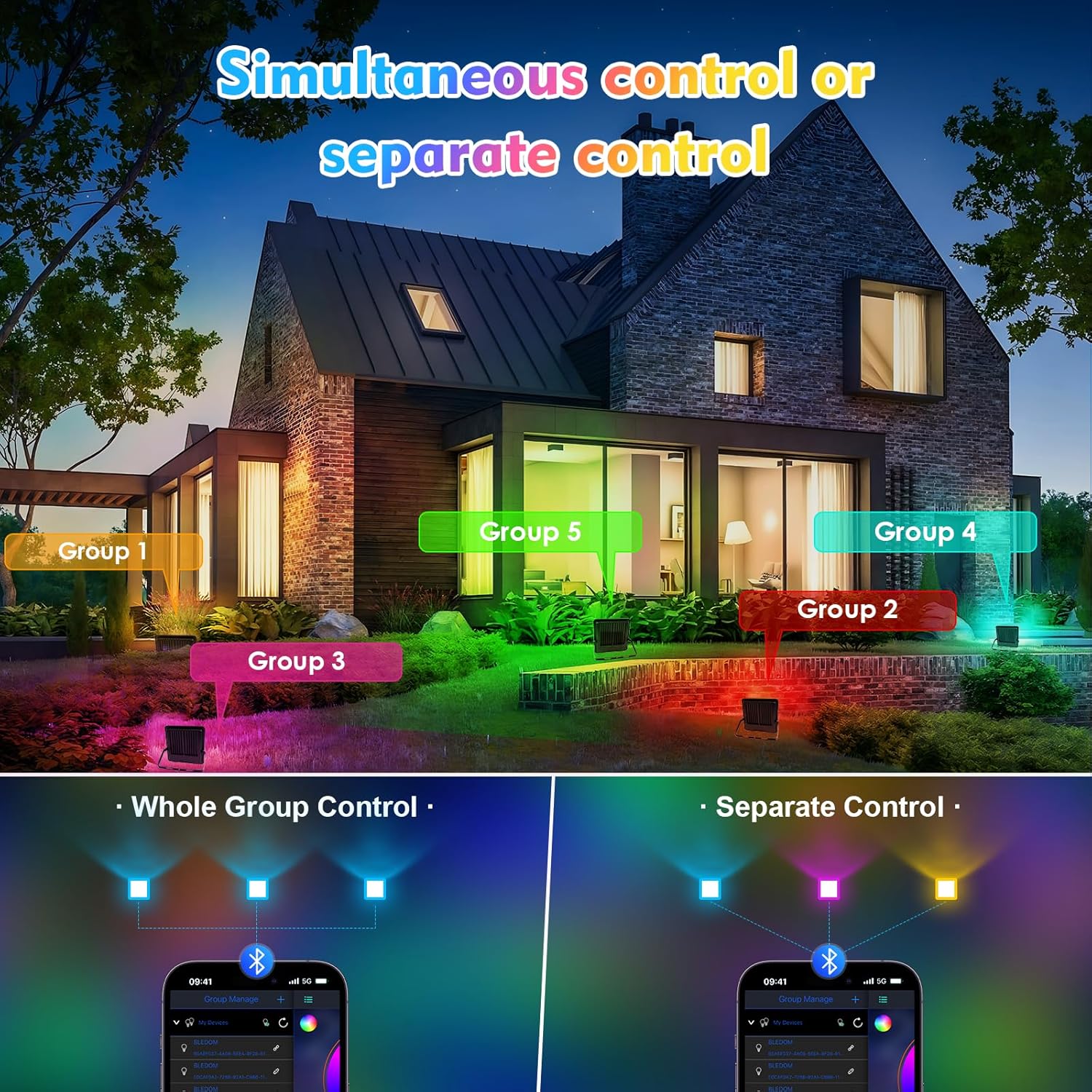 Outdoor RGB LED Spotlight 100W IP66 - immagine 5