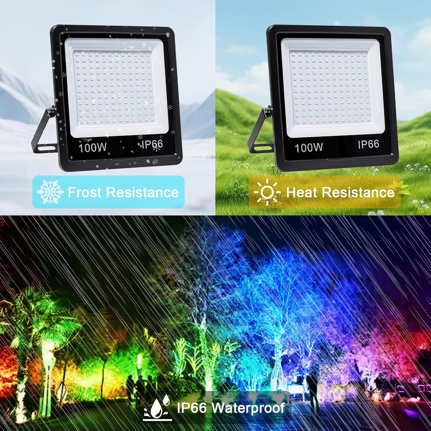 Outdoor RGB LED Spotlight 100W IP66 - immagine 7