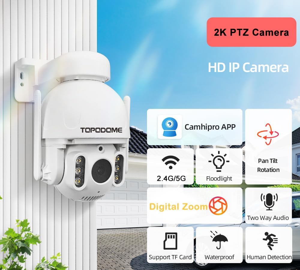 Topodome 2K PTZ - Telecamera Sorveglianza WiFi Esterna - immagine 2