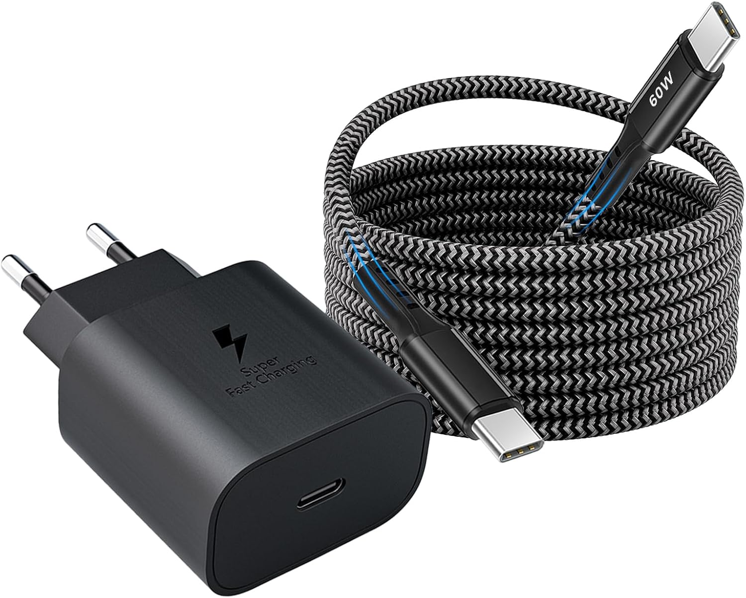 Caricabatterie Rapido 25W USB-C con Cavo PD Nylon 2M - immagine 1