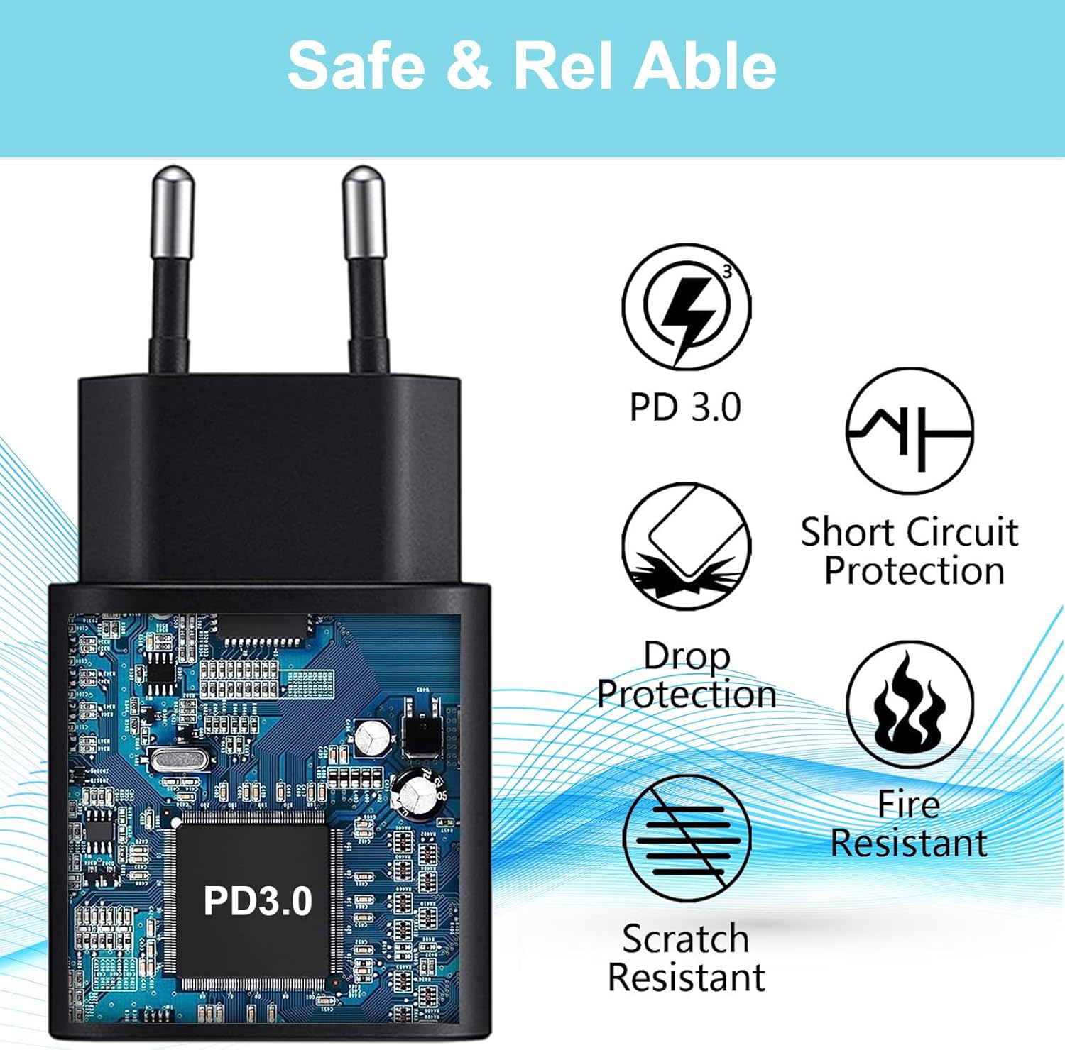 Caricabatterie Rapido 25W USB-C con Cavo PD Nylon 2M - immagine 4