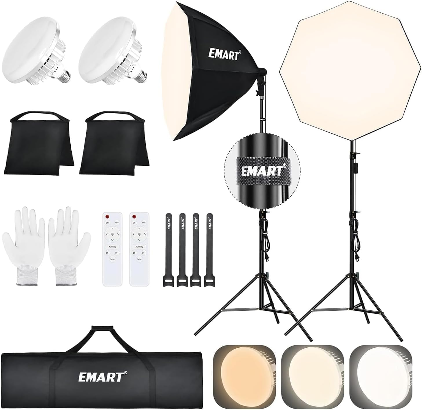 Emart Softbox 65cm - Set Illuminazione LED Dimmerabile