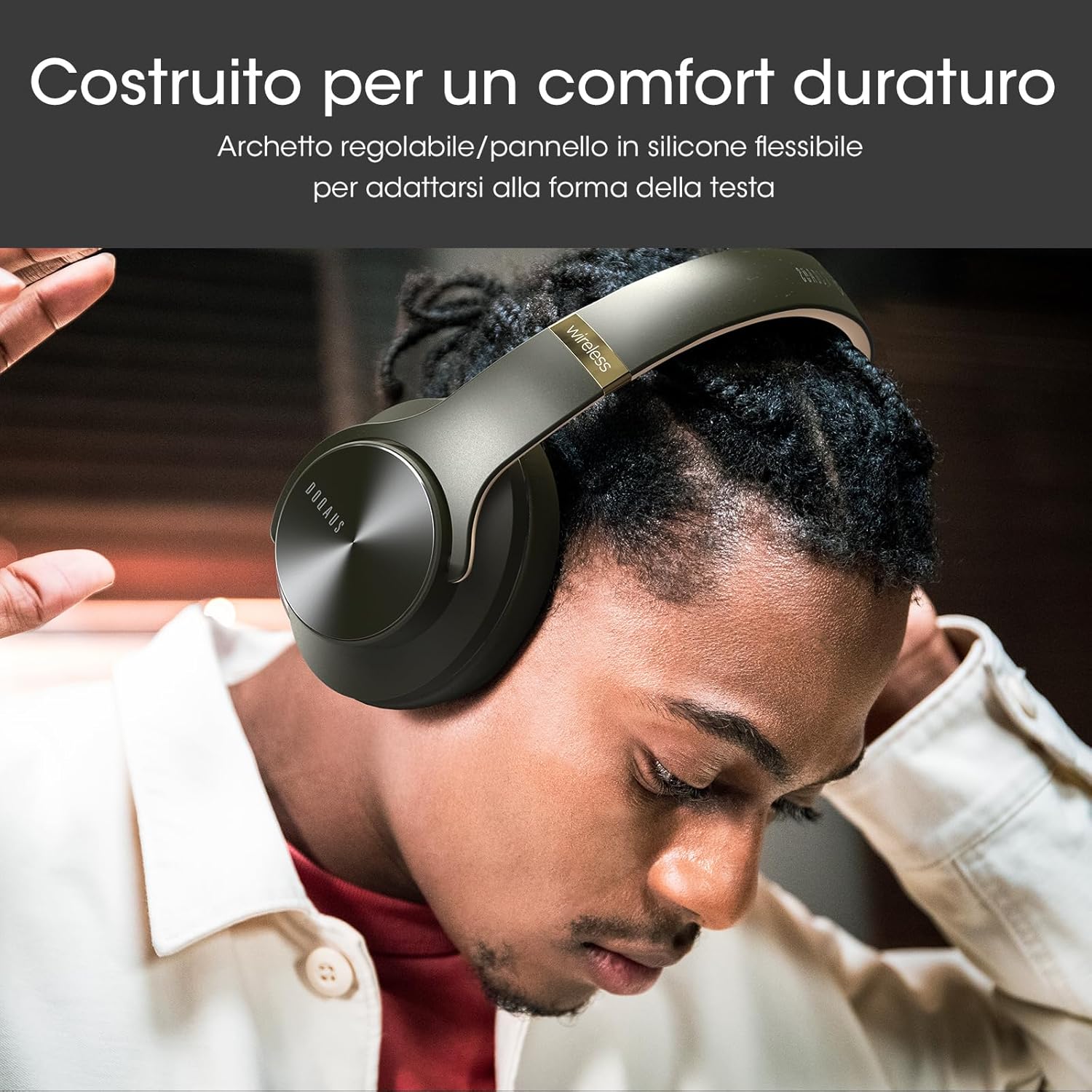 Doqaus Cuffie Bluetooth Over Ear 90h, Verde - immagine 4