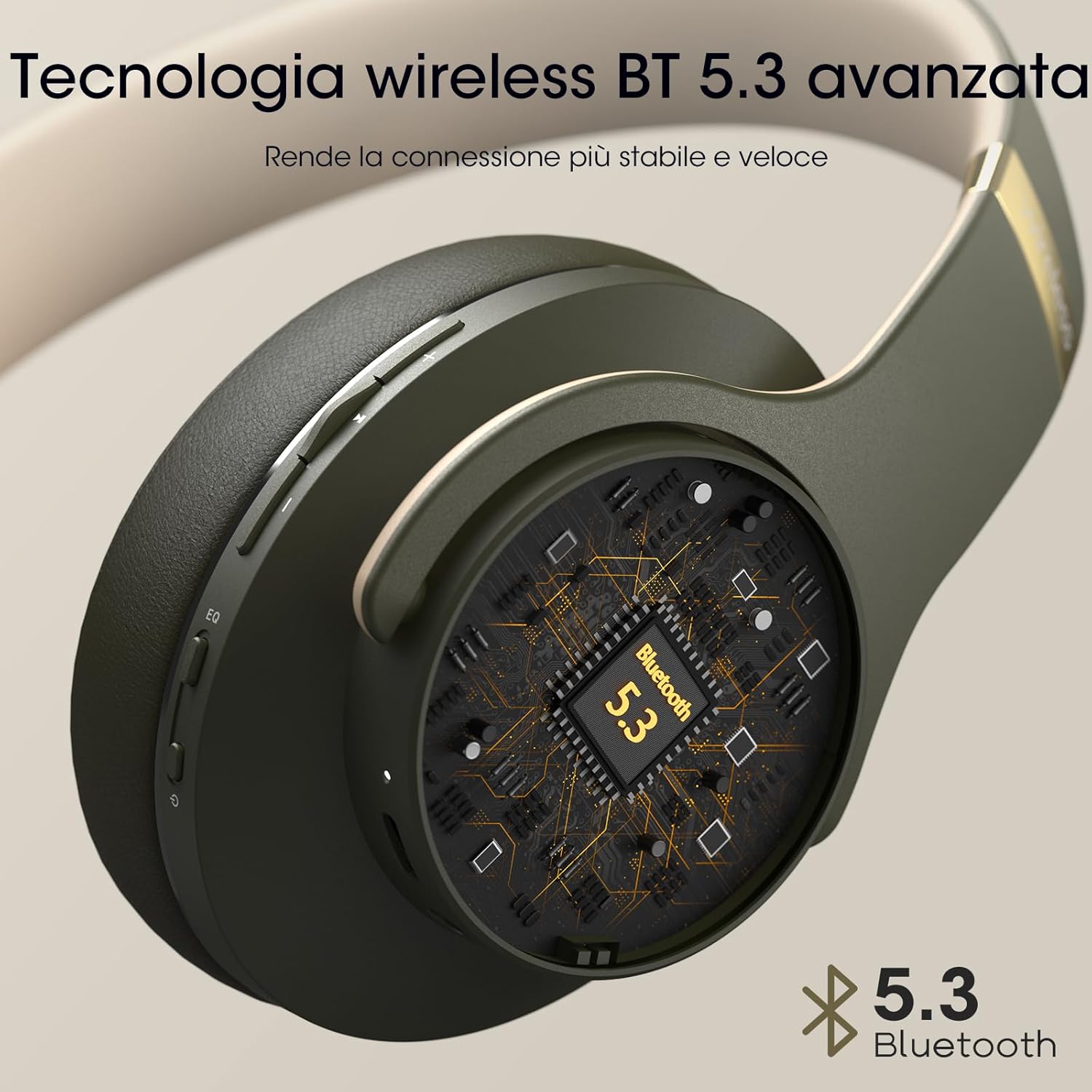 Doqaus Cuffie Bluetooth Over Ear 90h, Verde - immagine 8