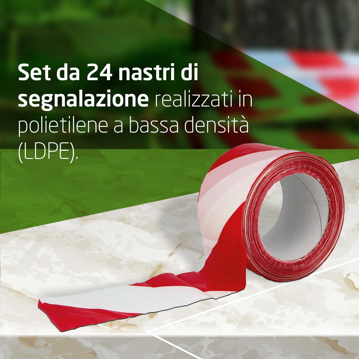 Amig - 24 Nastri Segnaletici Rosso e Bianco - immagine 2