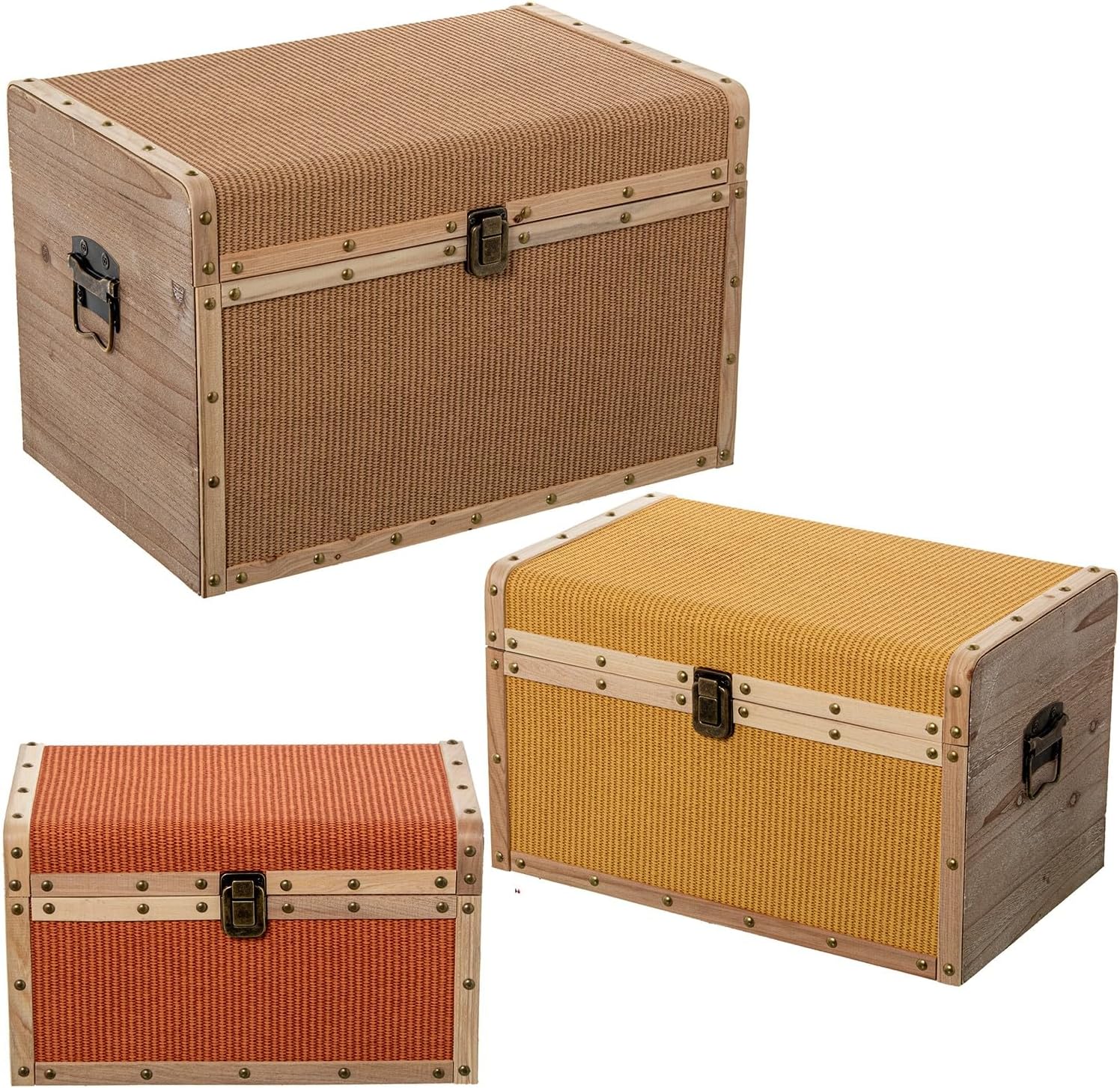 Drw Set 3 Bauli in Legno e Similpelle 30x30x46 cm - immagine 1