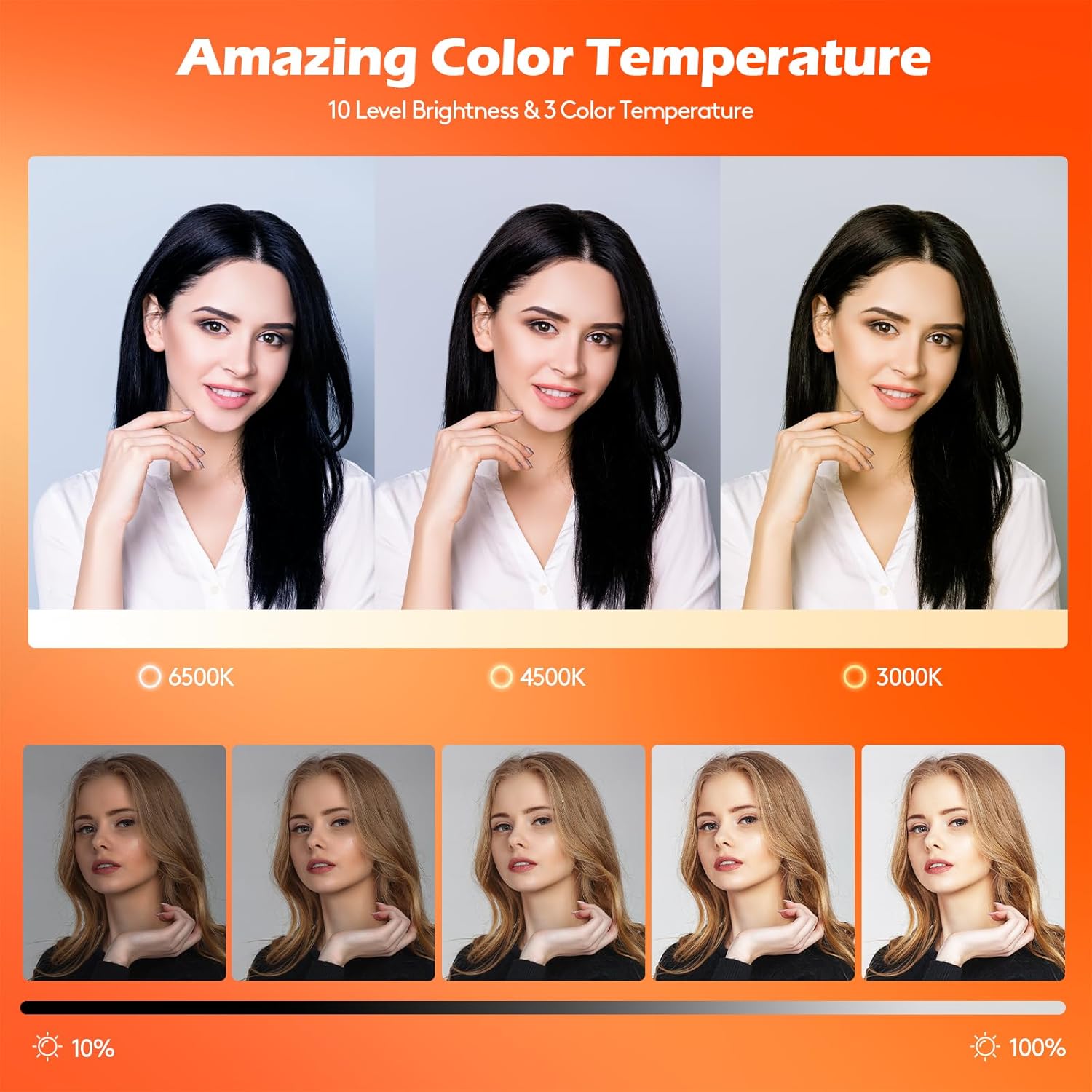 Gwo Luce Anello LED 18" con Treppiede 6000K Dimmerabile - immagine 3