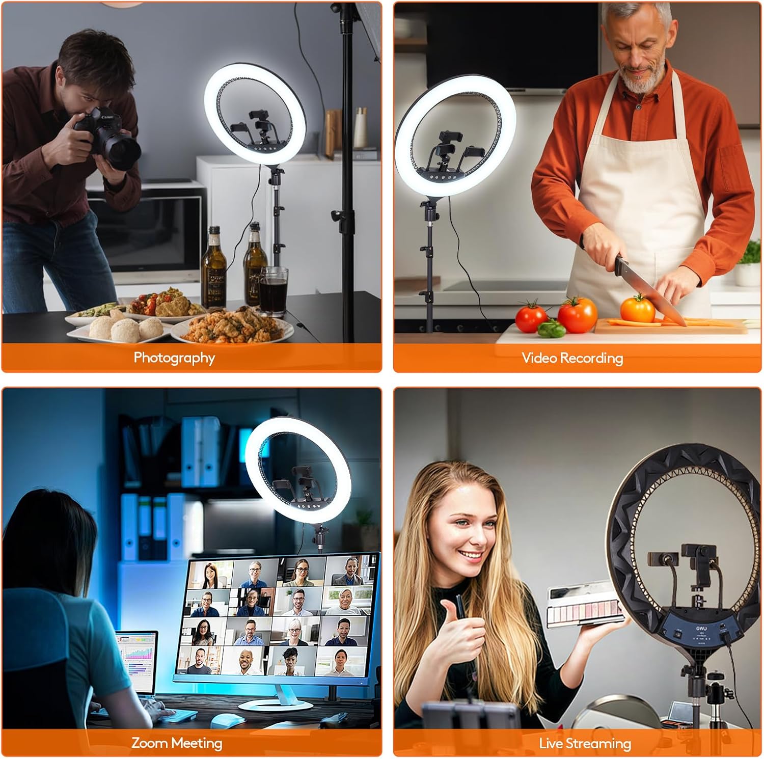 Gwo Luce Anello LED 18" con Treppiede 6000K Dimmerabile - immagine 6