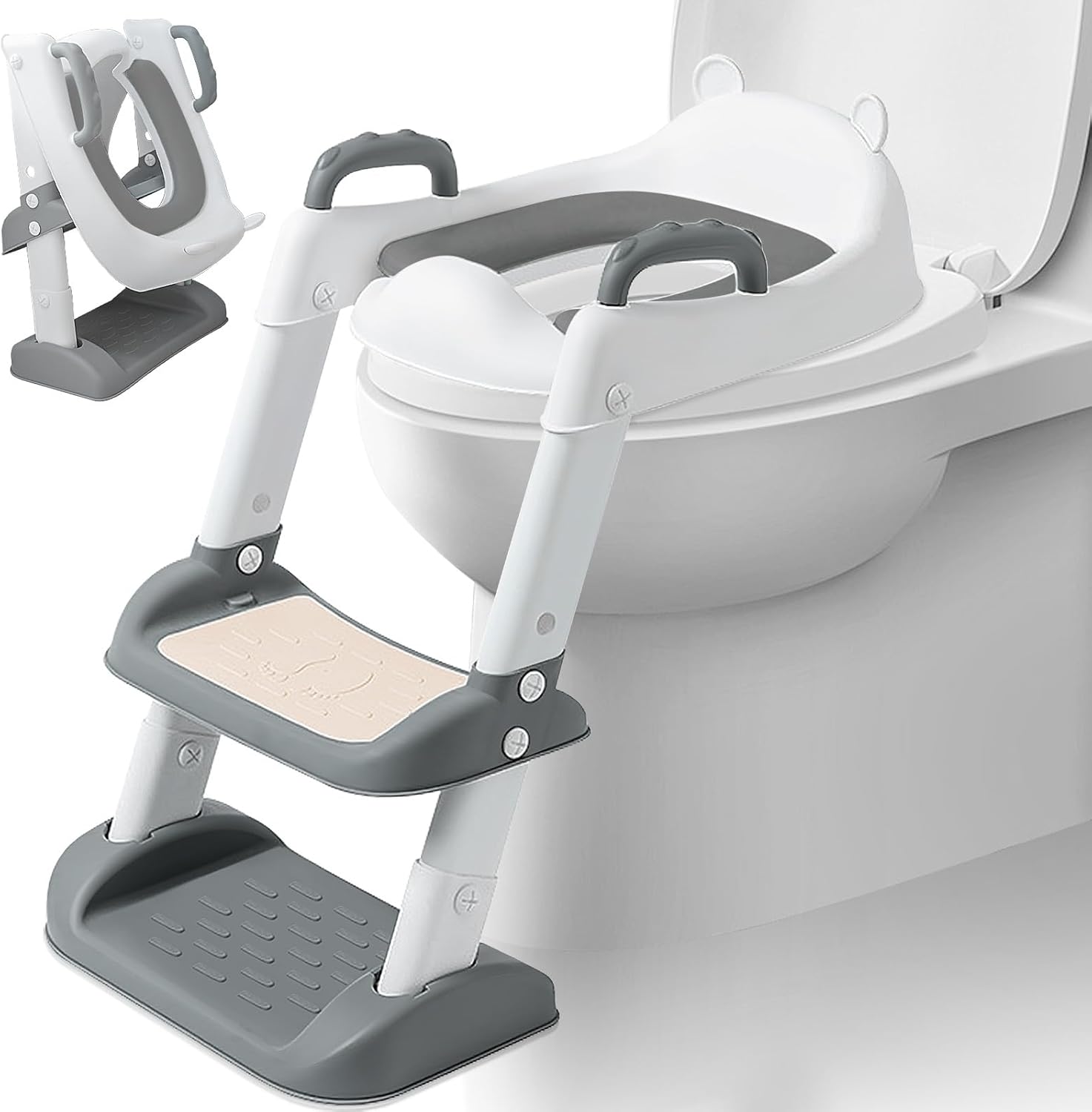 Riduttore WC Bambini Pieghevole 2 in 1, Grigio - immagine 1