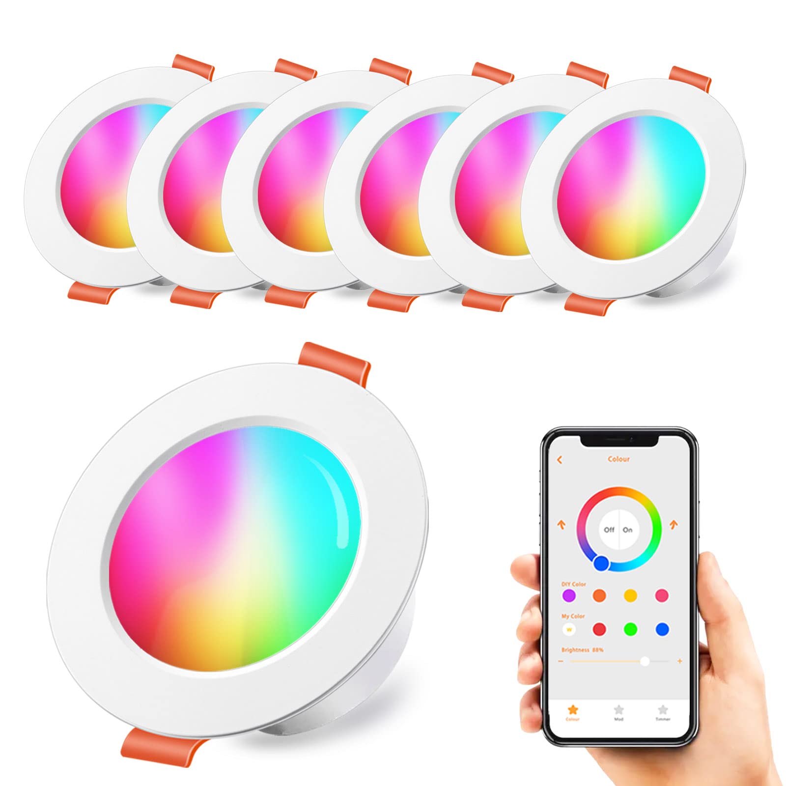 Hekee Faretti LED da Incasso 12W RGBW (6 Pezzi)