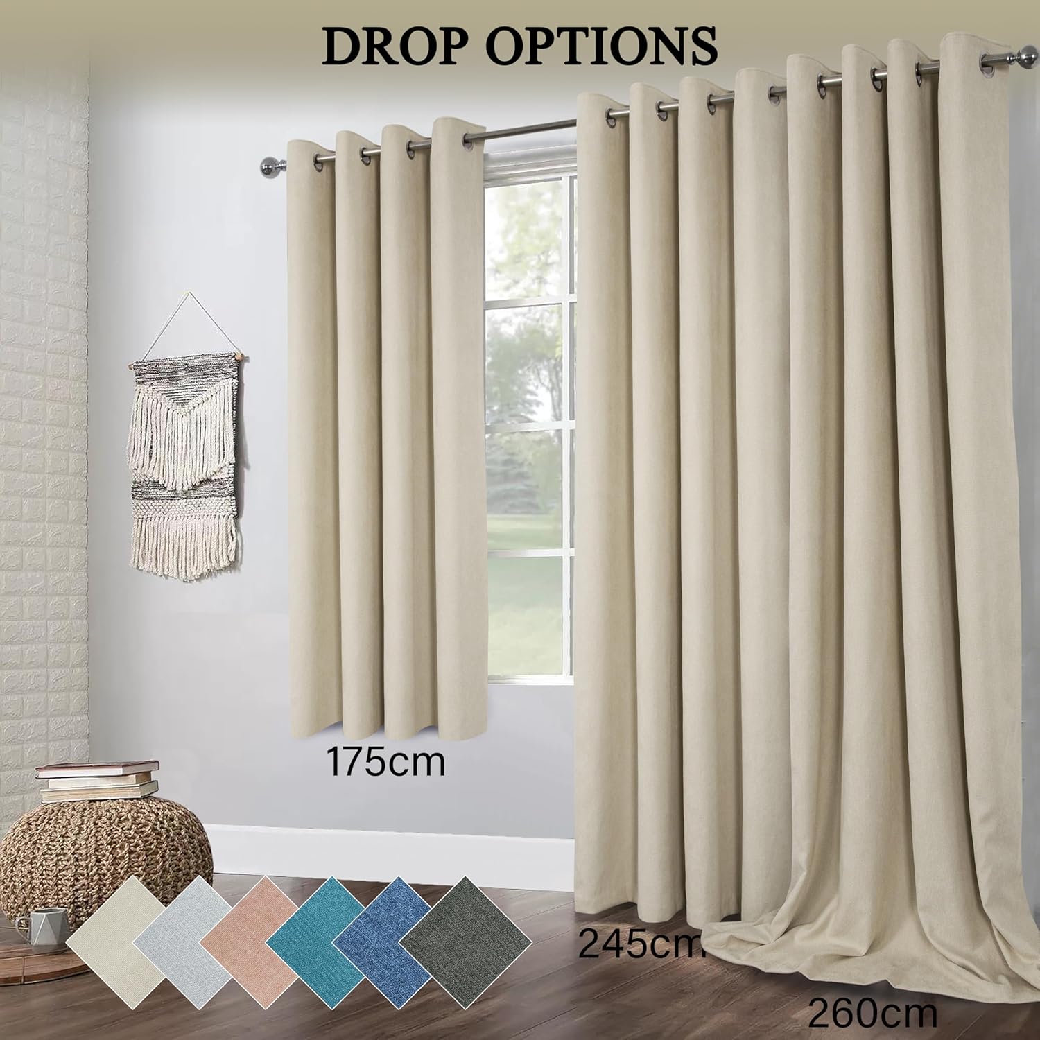 Always4u Tende Oscuranti Eleganti 245x140 cm (2 pz), Beige - immagine 5