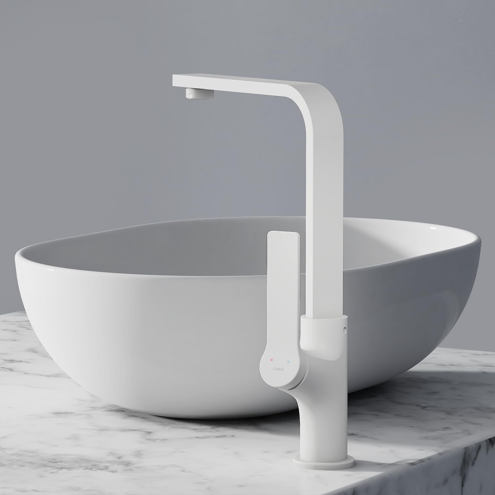 Emke Rubinetto da cucina bianco opaco girevole 360°