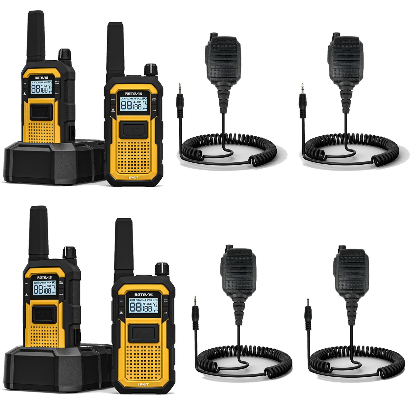 Retevis RB648 Radio Due Vie Heavy Duty IP67 (4 Pezzi, Giallo)
