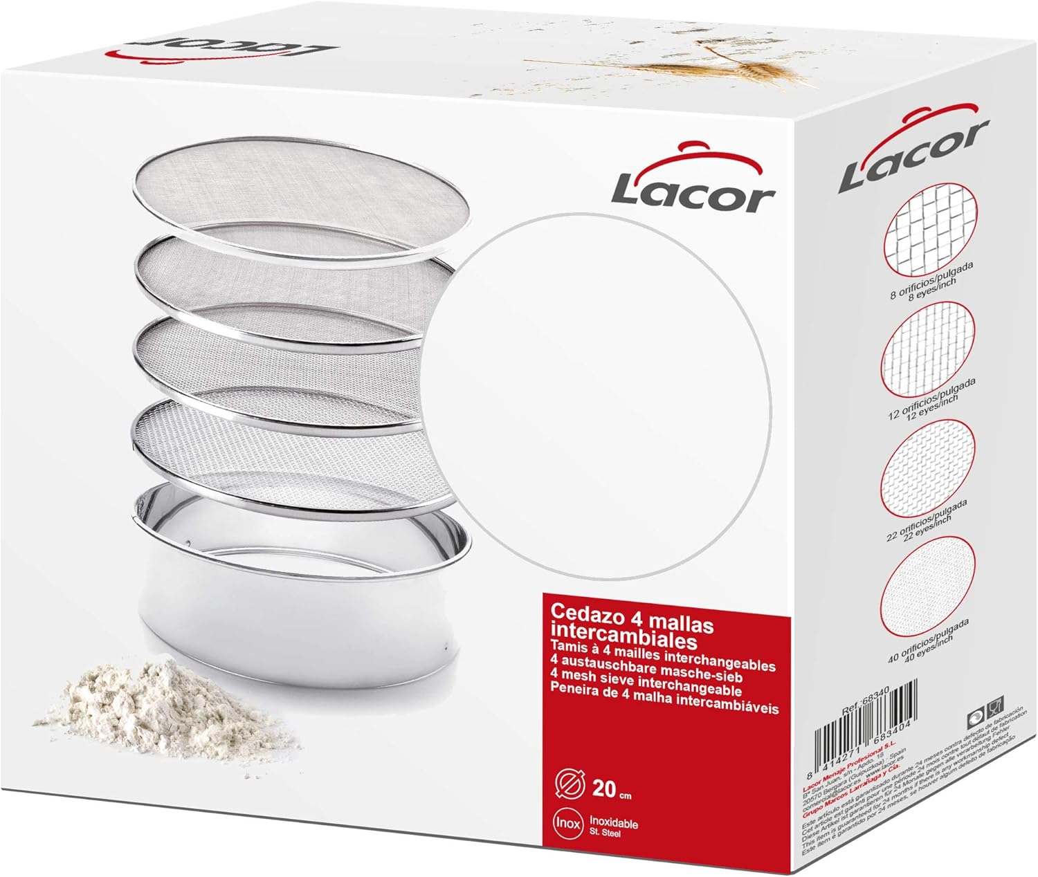 LACOR 68340 - Setacci intercambiabili, 4 pz, 20 cm - immagine 5